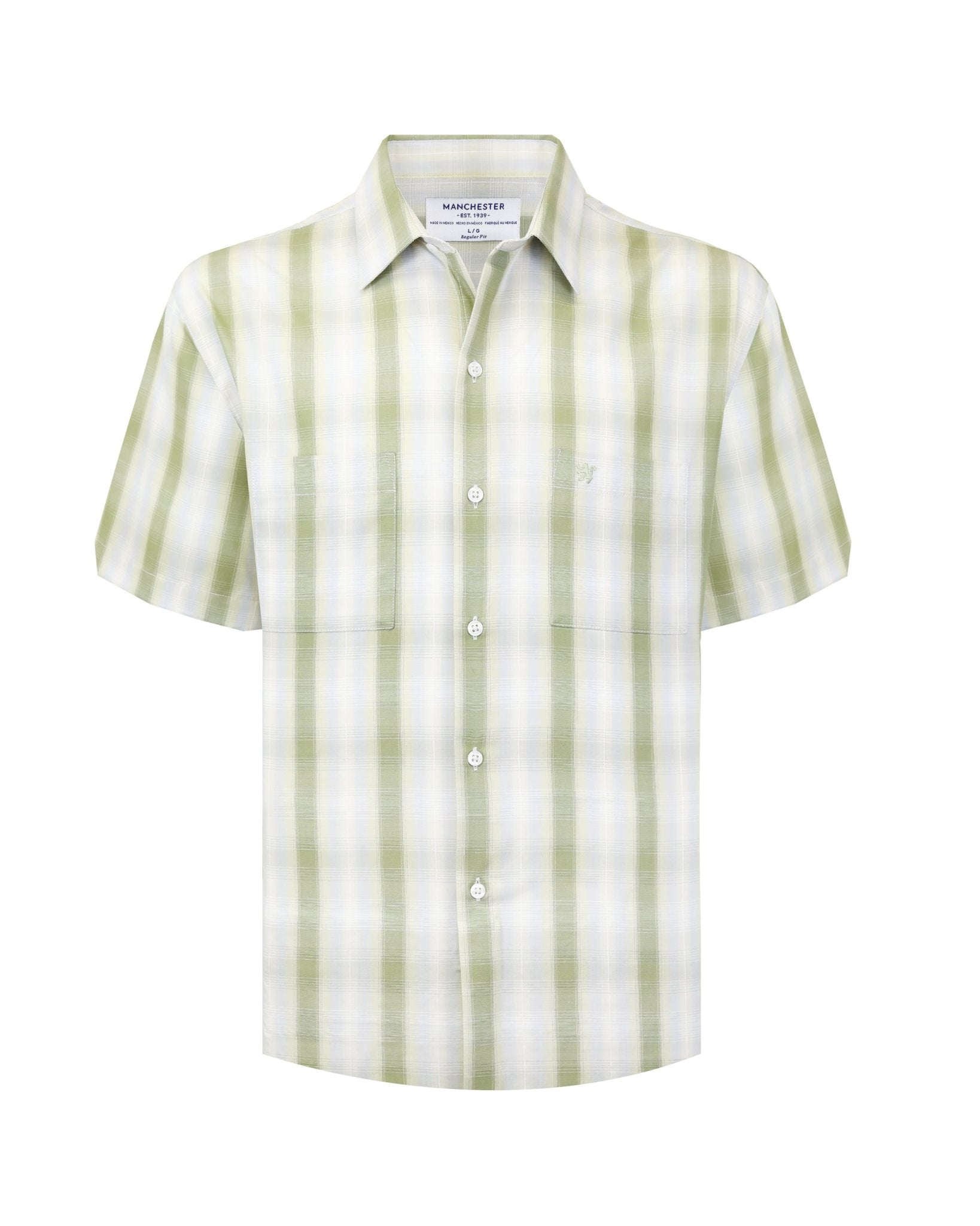 Manchester Camisa Casual Doble Bolsillo de Cuadros Difuminados - Manchester