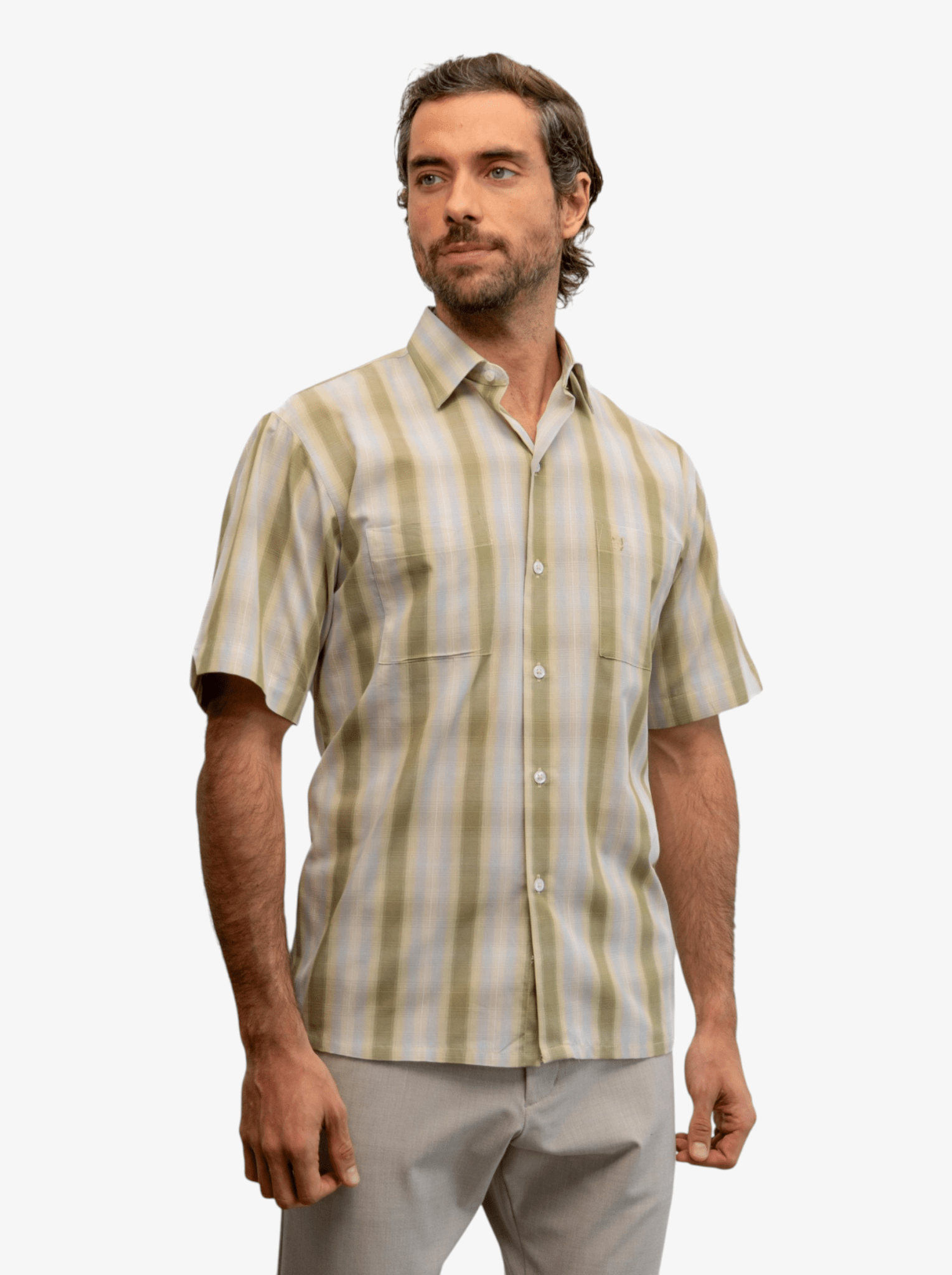 Manchester Camisa Casual Doble Bolsillo de Cuadros Difuminados - Manchester