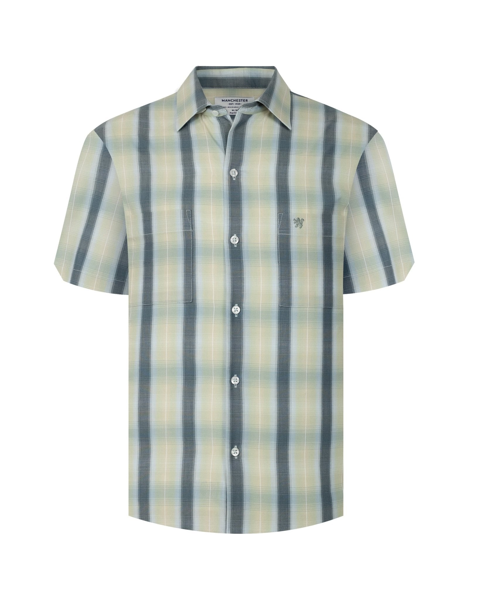 Manchester Camisa Casual Doble Bolsillo de Cuadros Difuminados - Manchester