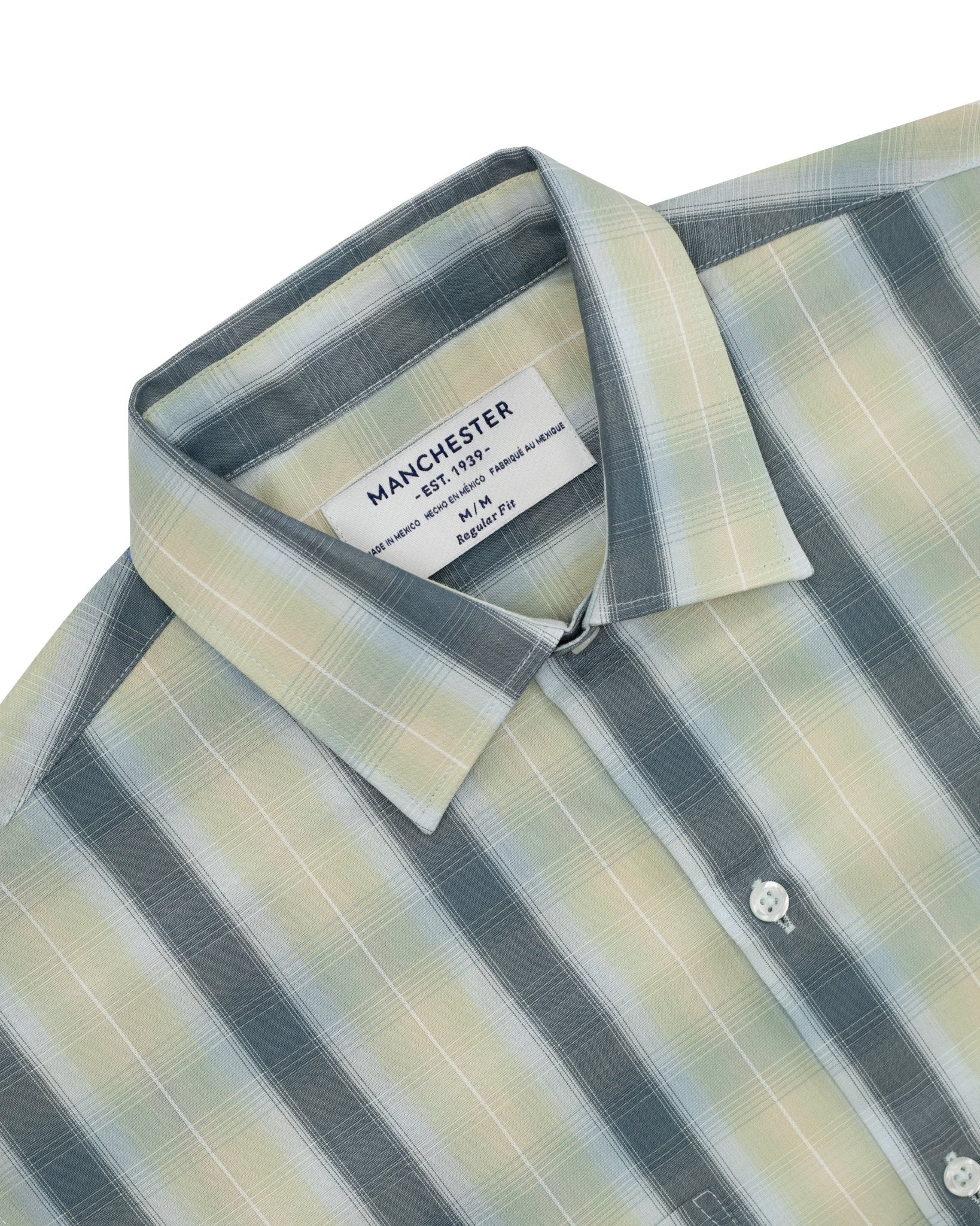 Manchester Camisa Casual Doble Bolsillo de Cuadros Difuminados - Manchester