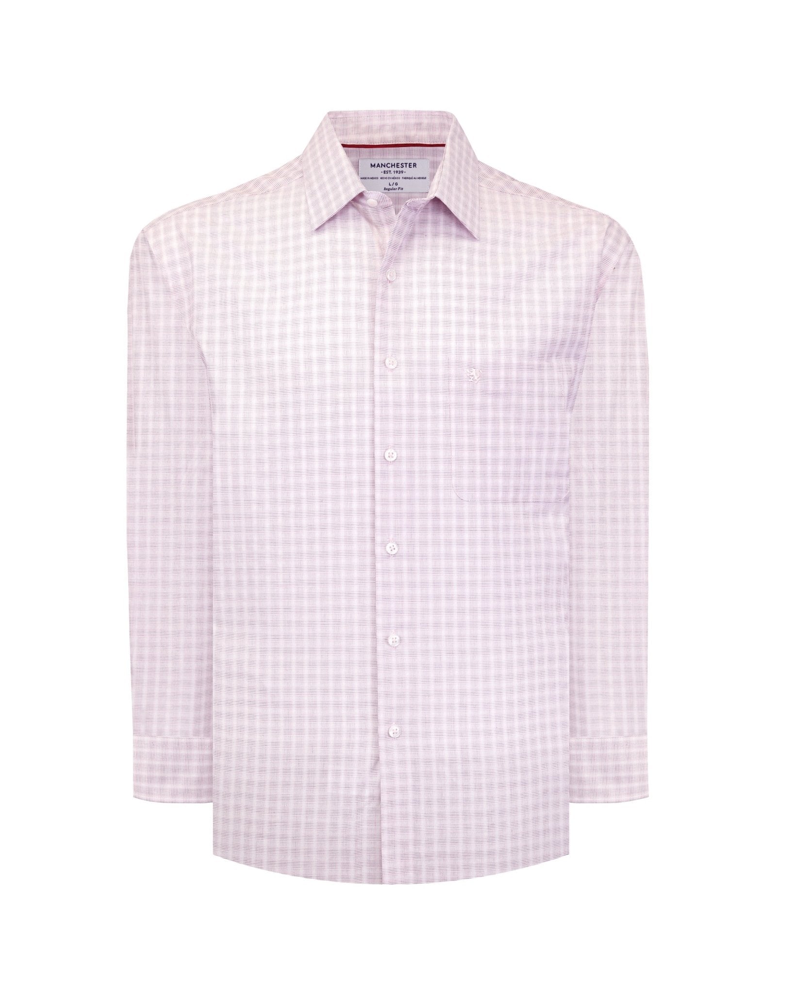 Manchester Camisa Casual Elite 100% Algodón Wrinkle Free Cuadrado Manga Larga - Manchester