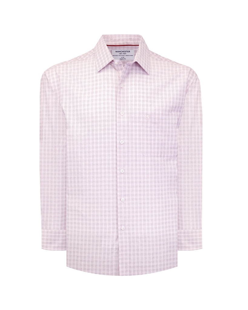 Manchester Camisa Casual Elite 100% Algodón Wrinkle Free Cuadrado Manga Larga - Manchester