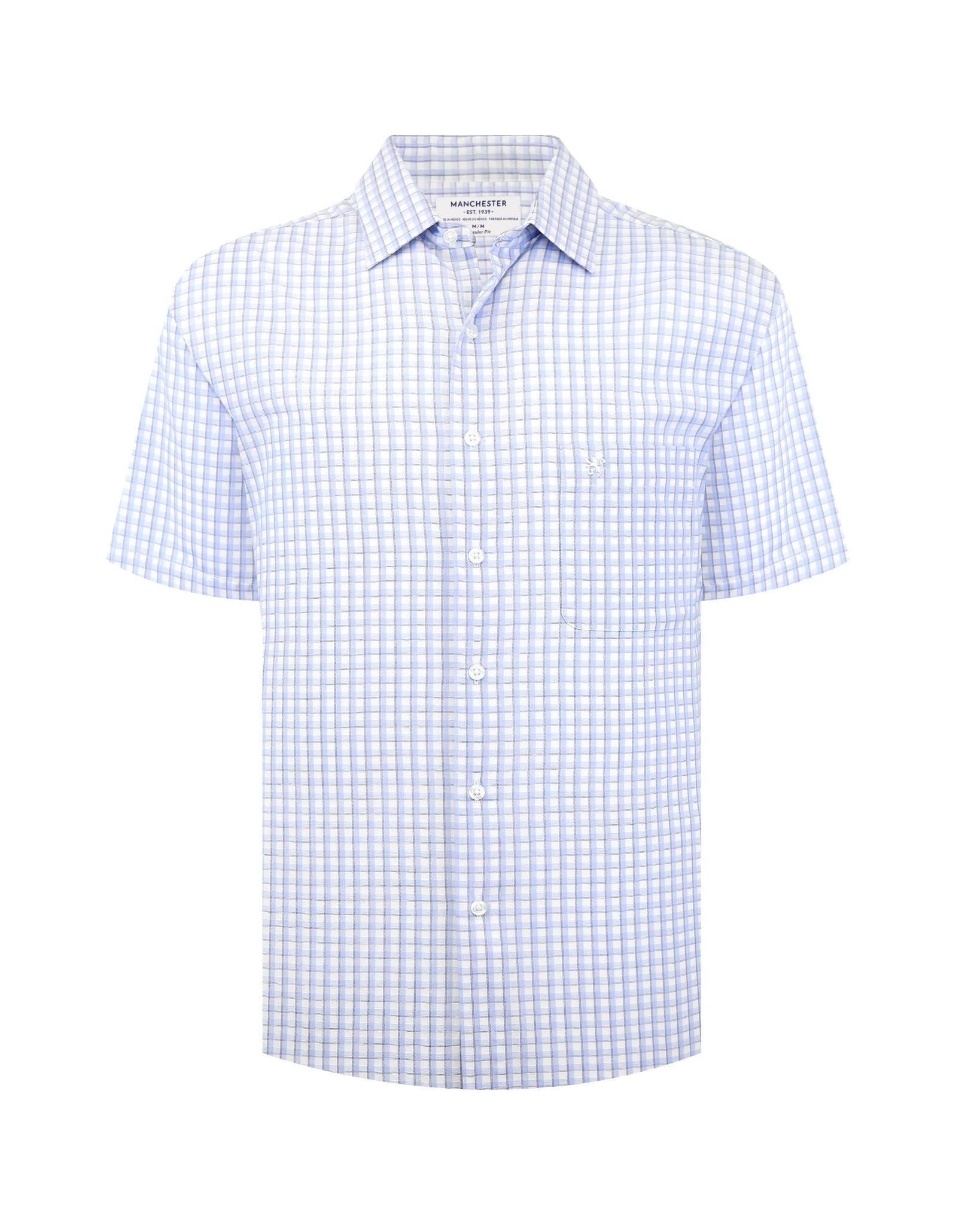 Manchester Camisa Casual Elite 100% Algodón Wrinkle Free Manga Corta - Manchester