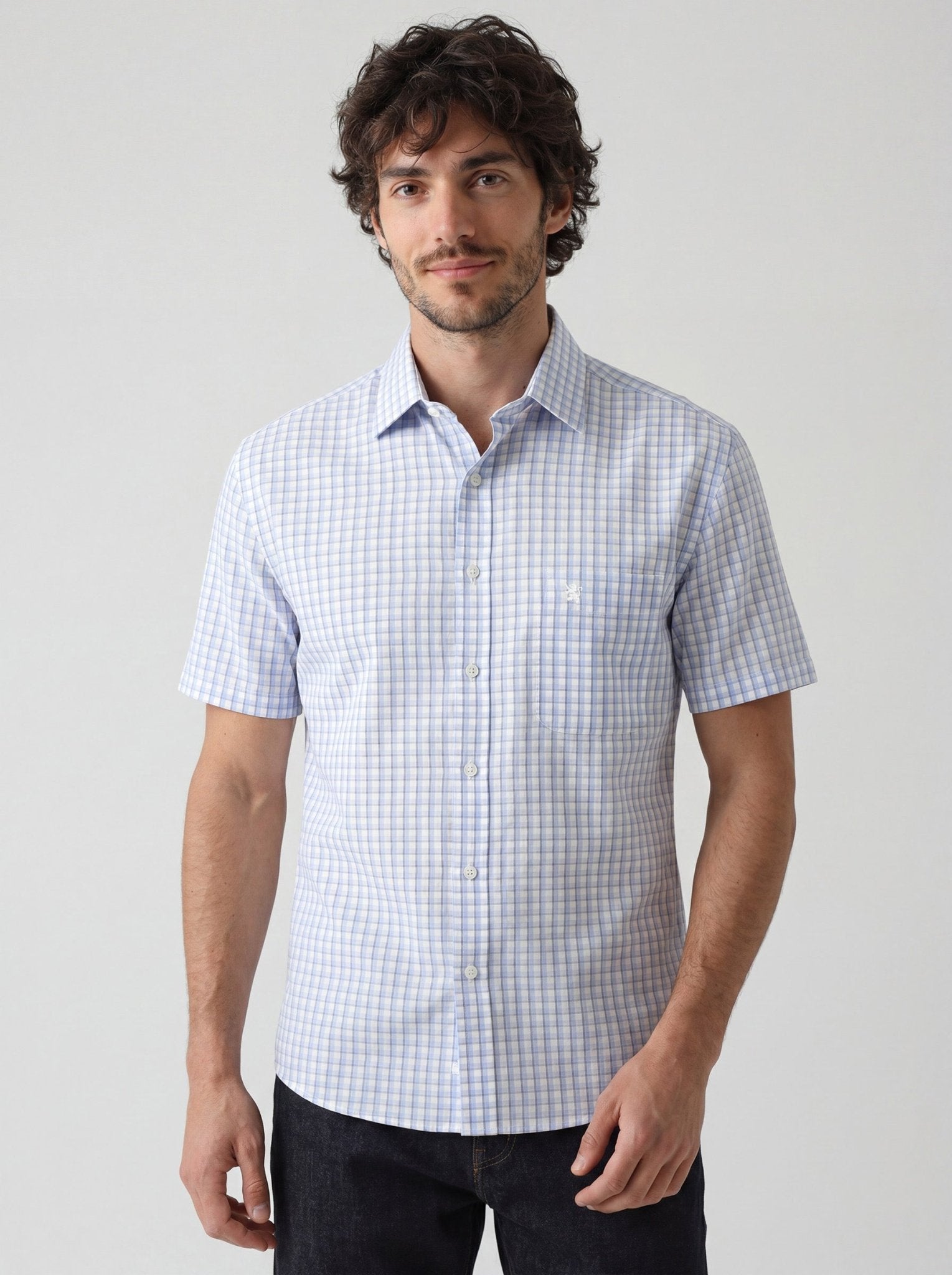 Manchester Camisa Casual Elite 100% Algodón Wrinkle Free Manga Corta - Manchester