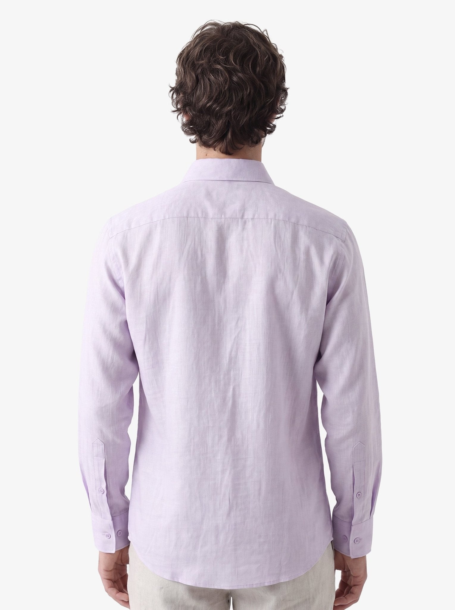 Manchester Camisa Casual Elite 100% Lino color lavanda para hombre