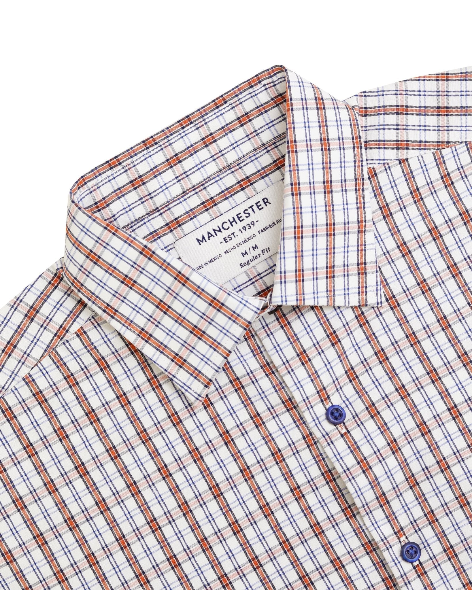 Manchester Camisa Casual Hombre Manga Corta Estampado de Cuadros - Manchester