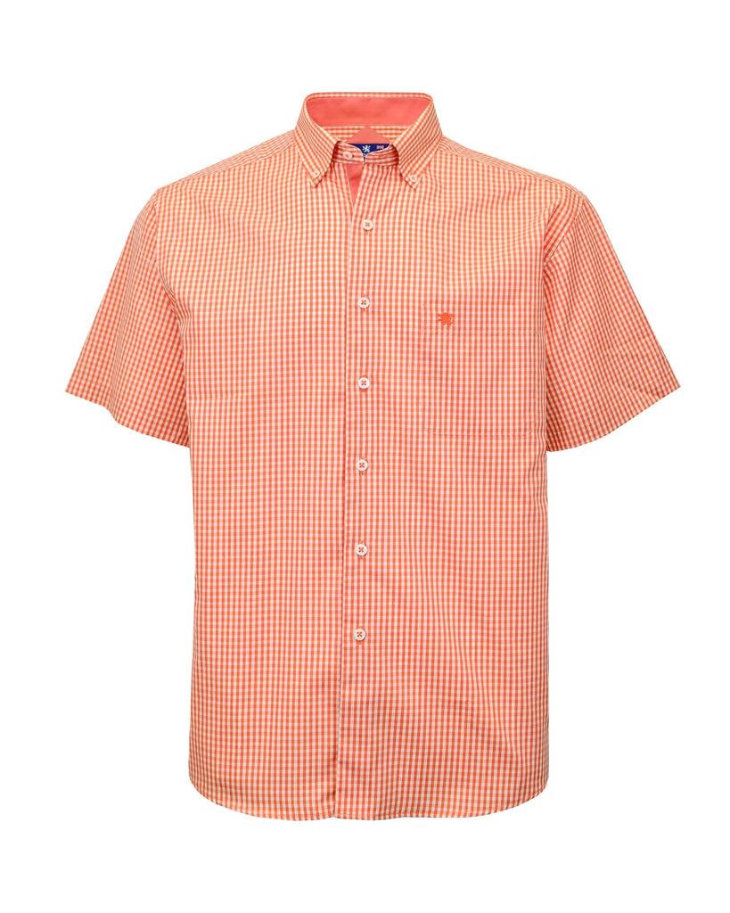 Manchester Camisa Casual Manga Corta con Diseño Cuadriculado y Cuello Mónaco Button Down - Manchester