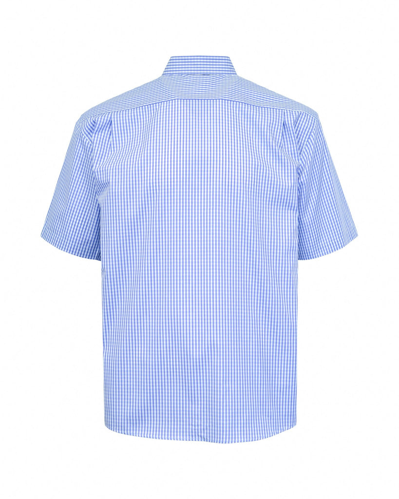 Manchester Camisa Casual Manga Corta con Diseño Cuadriculado y Cuello Mónaco Button Down - Manchester