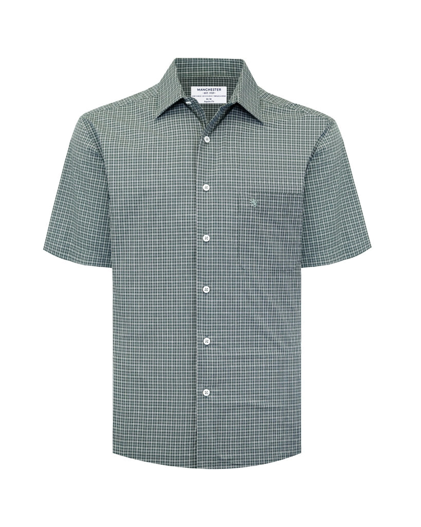 Manchester Camisa Casual Manga Corta con Diseño de Cuadros - Manchester