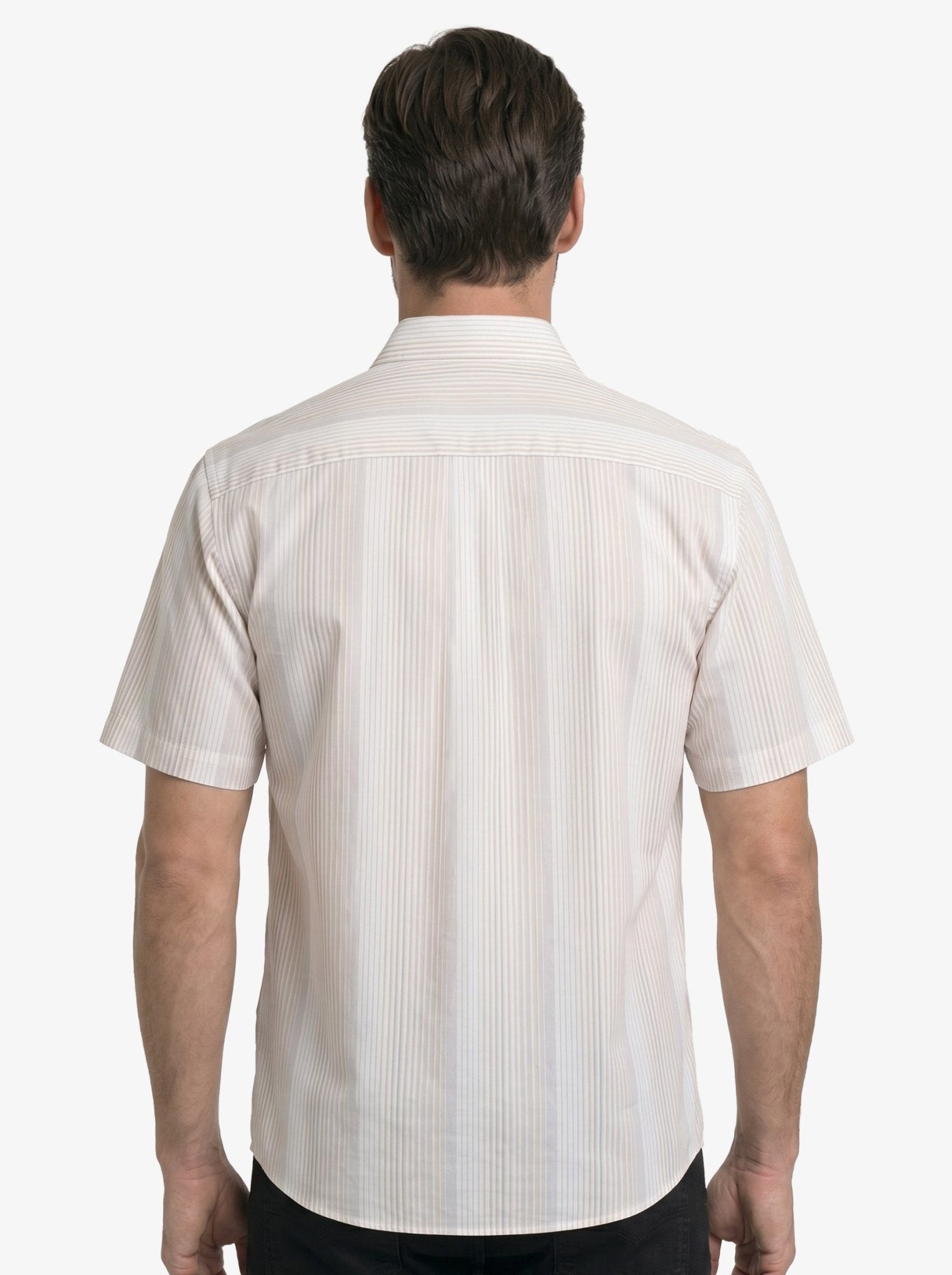 Manchester Camisa Casual Manga Corta con Rayas Finas y Doble Bolsillo - Manchester