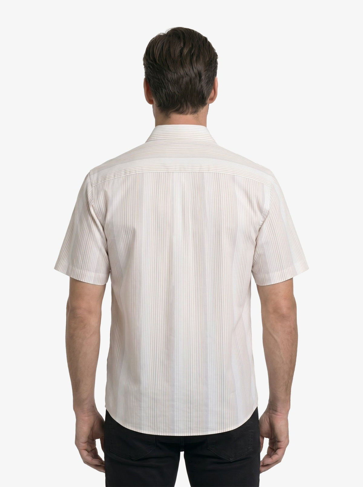 Manchester Camisa Casual Manga Corta con Rayas Finas y Doble Bolsillo - Manchester