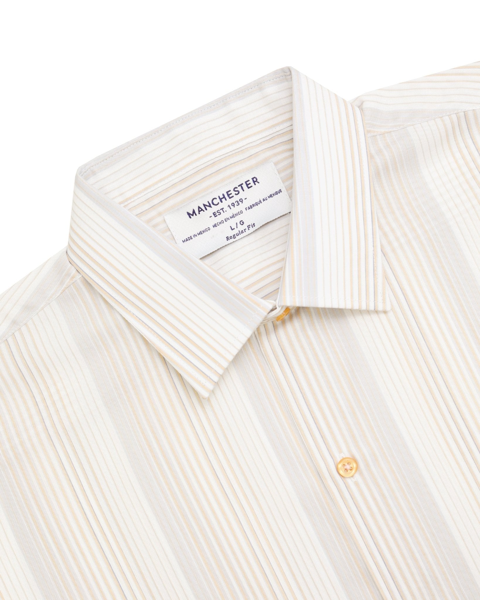 Manchester Camisa Casual Manga Corta con Rayas Finas y Doble Bolsillo - Manchester