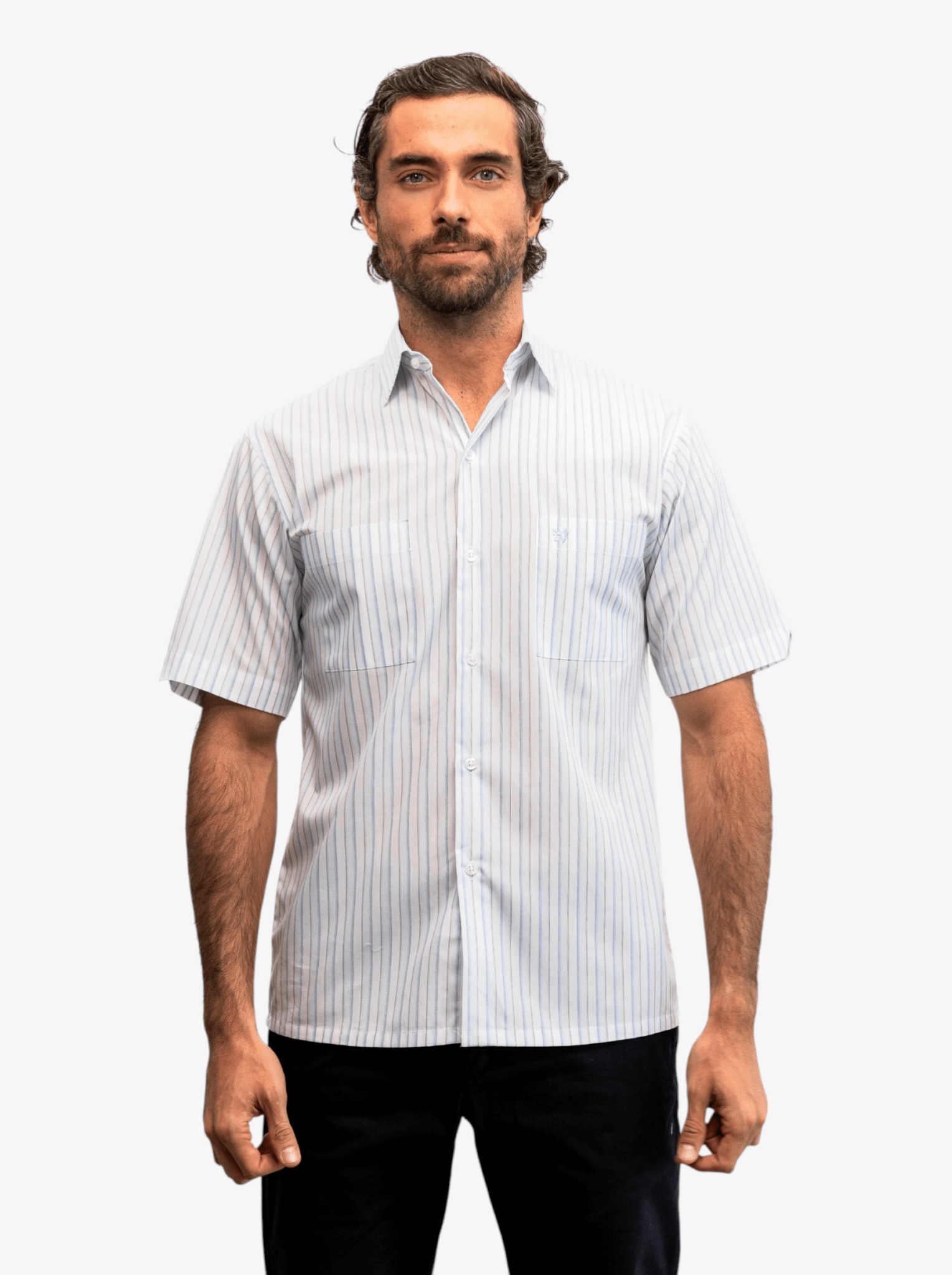 Manchester Camisa Casual Manga Corta con Rayas Minimalistas - Manchester