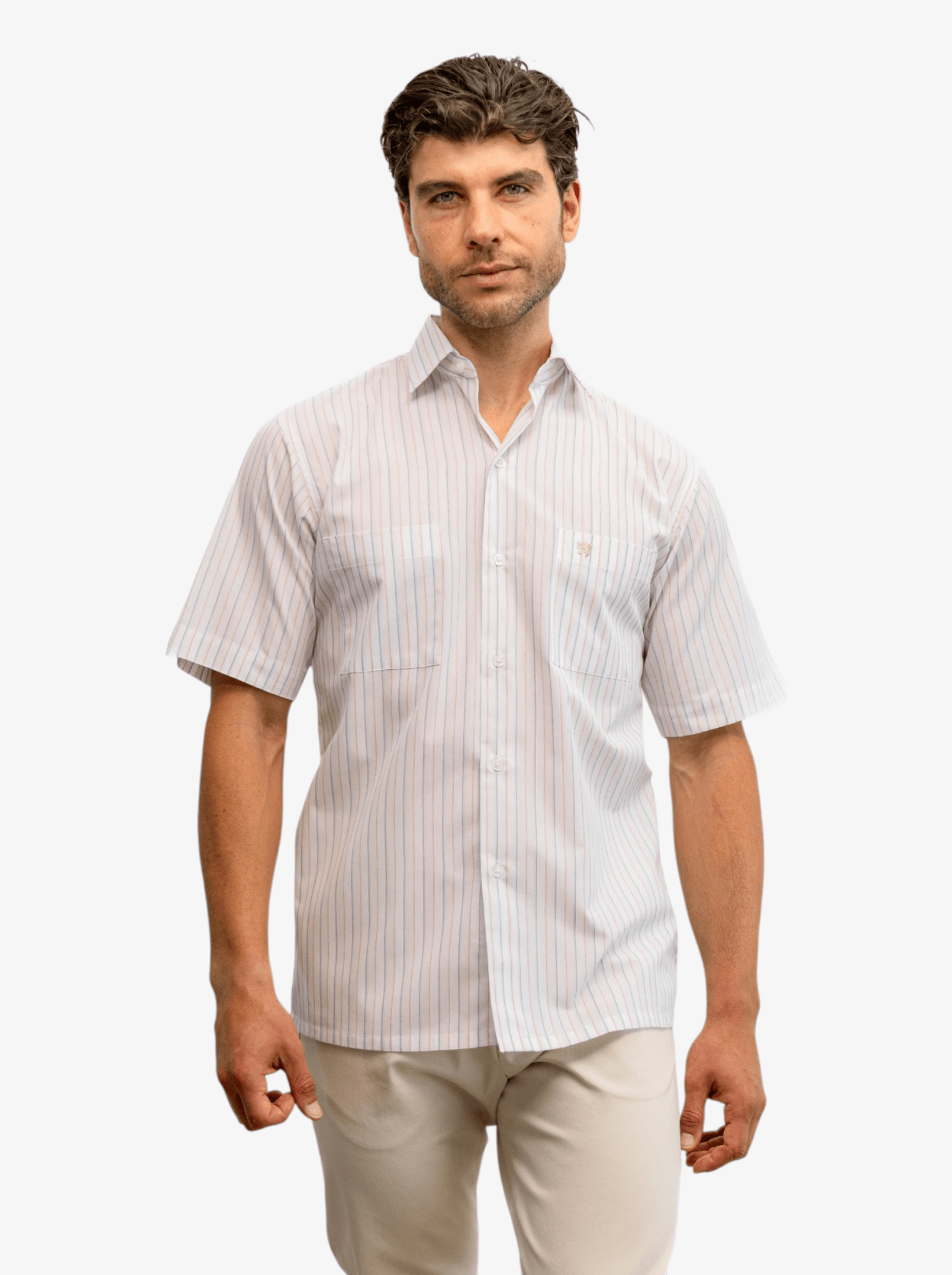 Manchester Camisa Casual Manga Corta con Rayas Minimalistas - Manchester