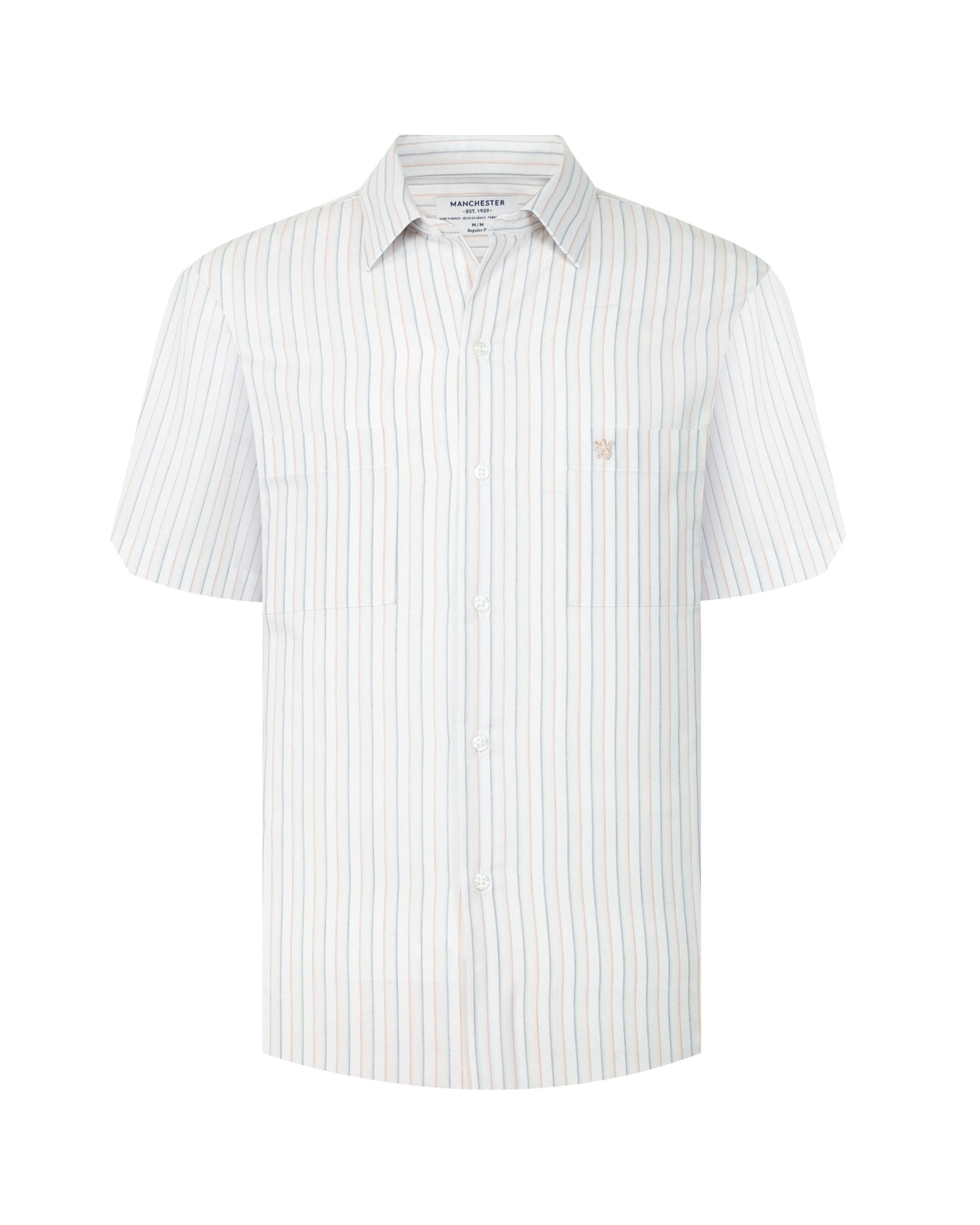 Manchester Camisa Casual Manga Corta con Rayas Minimalistas - Manchester