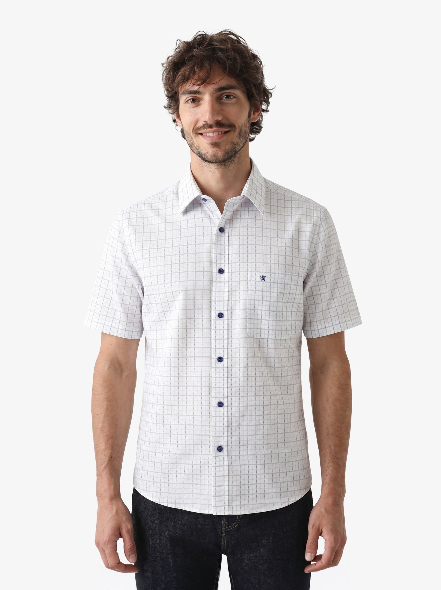Manchester Camisa Casual Manga Corta Cuadrícula - Manchester