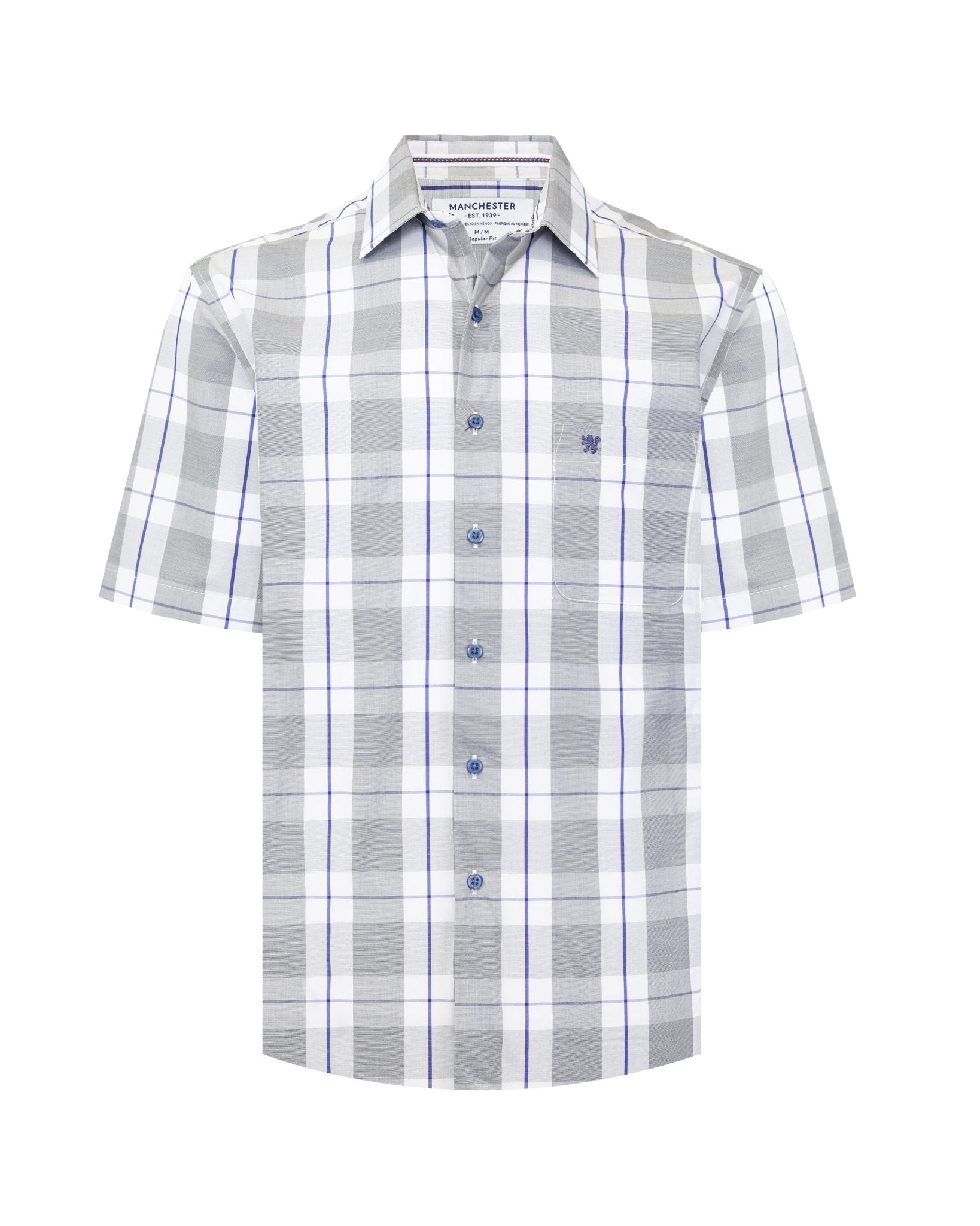 Manchester Camisa Casual Manga Corta Cuadros Modernos - Manchester
