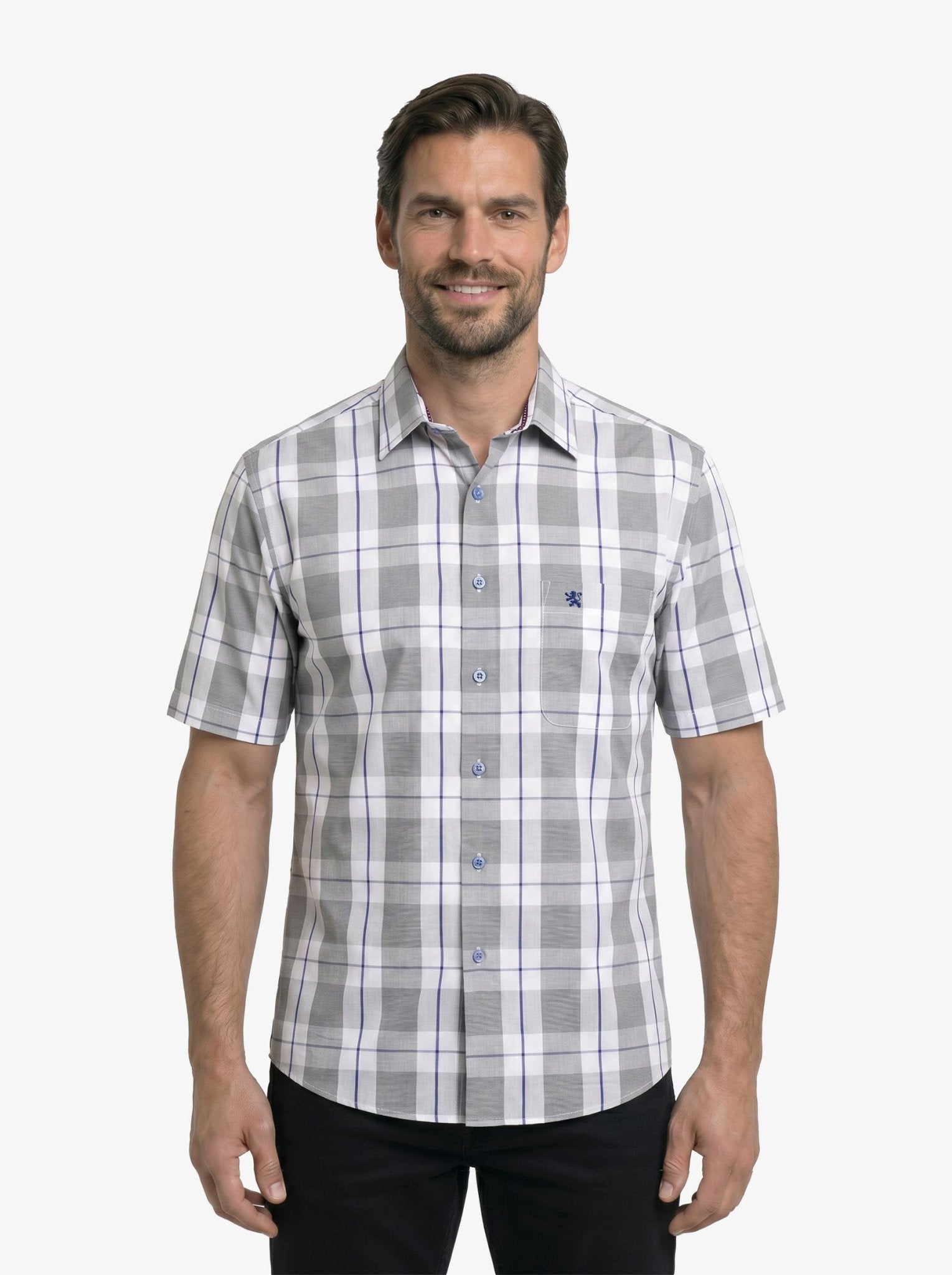 Manchester Camisa Casual Manga Corta Cuadros Modernos - Manchester