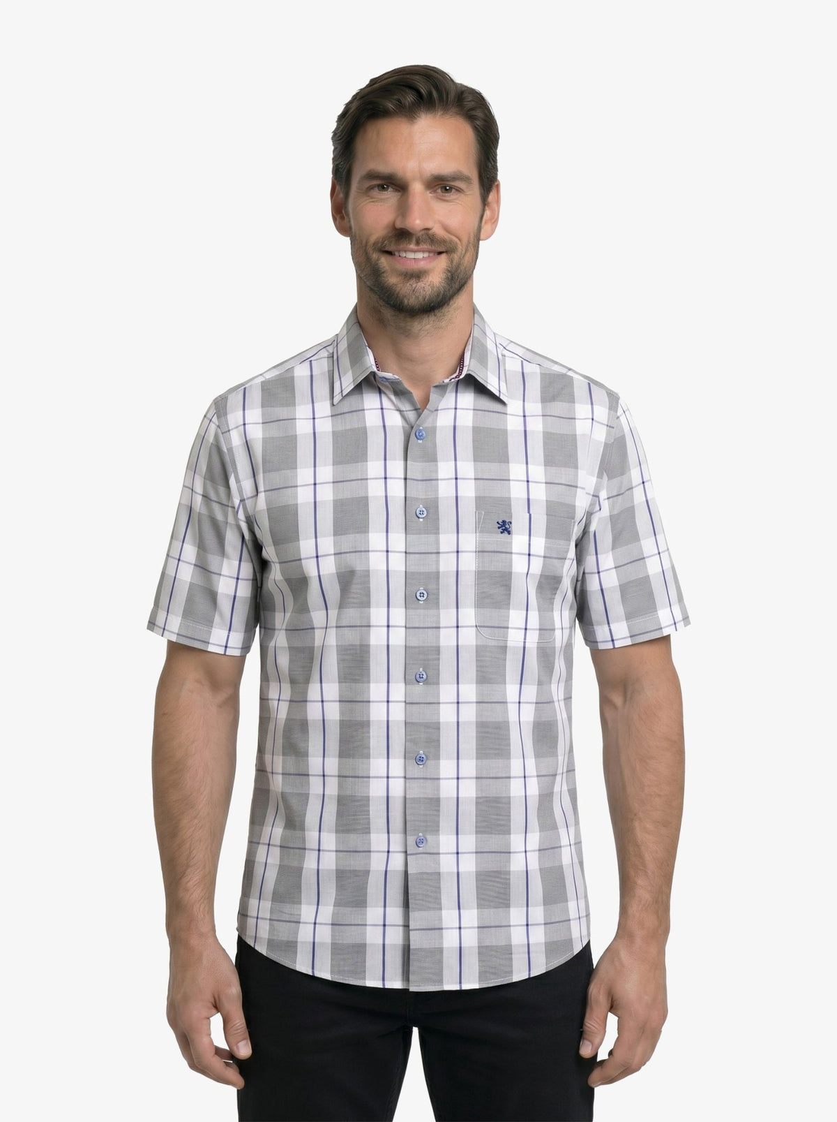 Manchester Camisa Casual Manga Corta Cuadros Modernos - Manchester