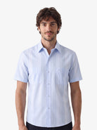 Manchester Camisa Casual Manga Corta Regular Fit – Diseño de Rayas Bloque - Manchester
