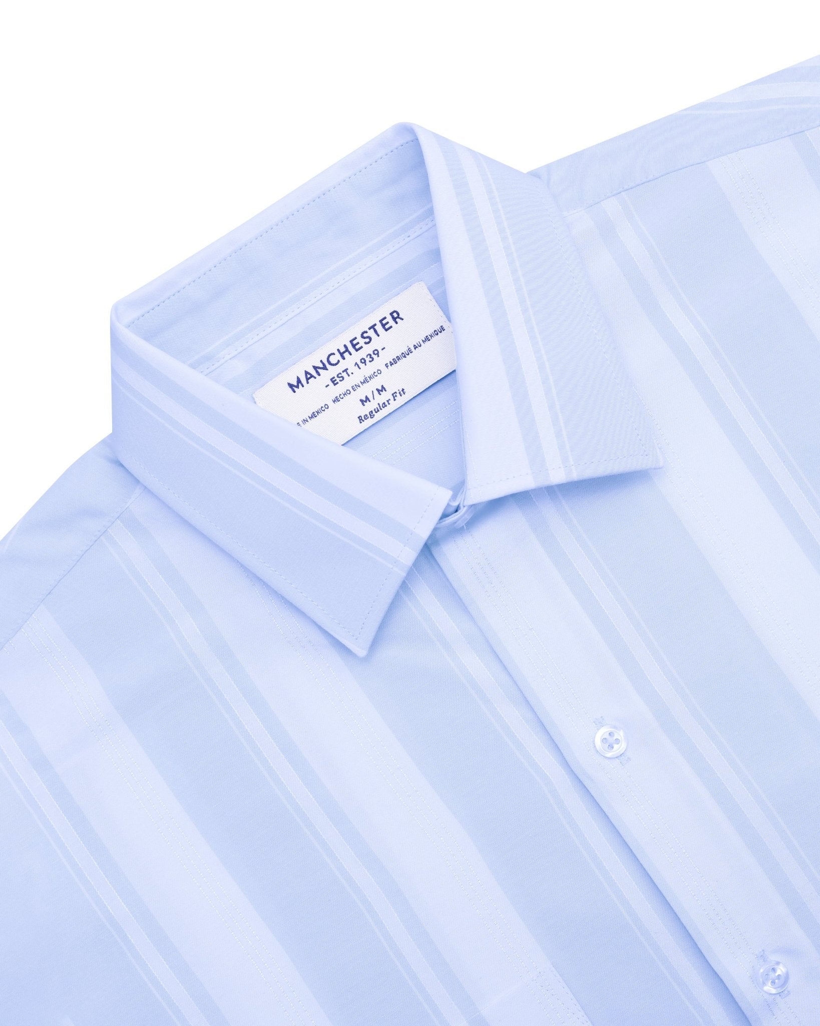 Manchester Camisa Casual Manga Corta Regular Fit – Diseño de Rayas Bloque - Manchester
