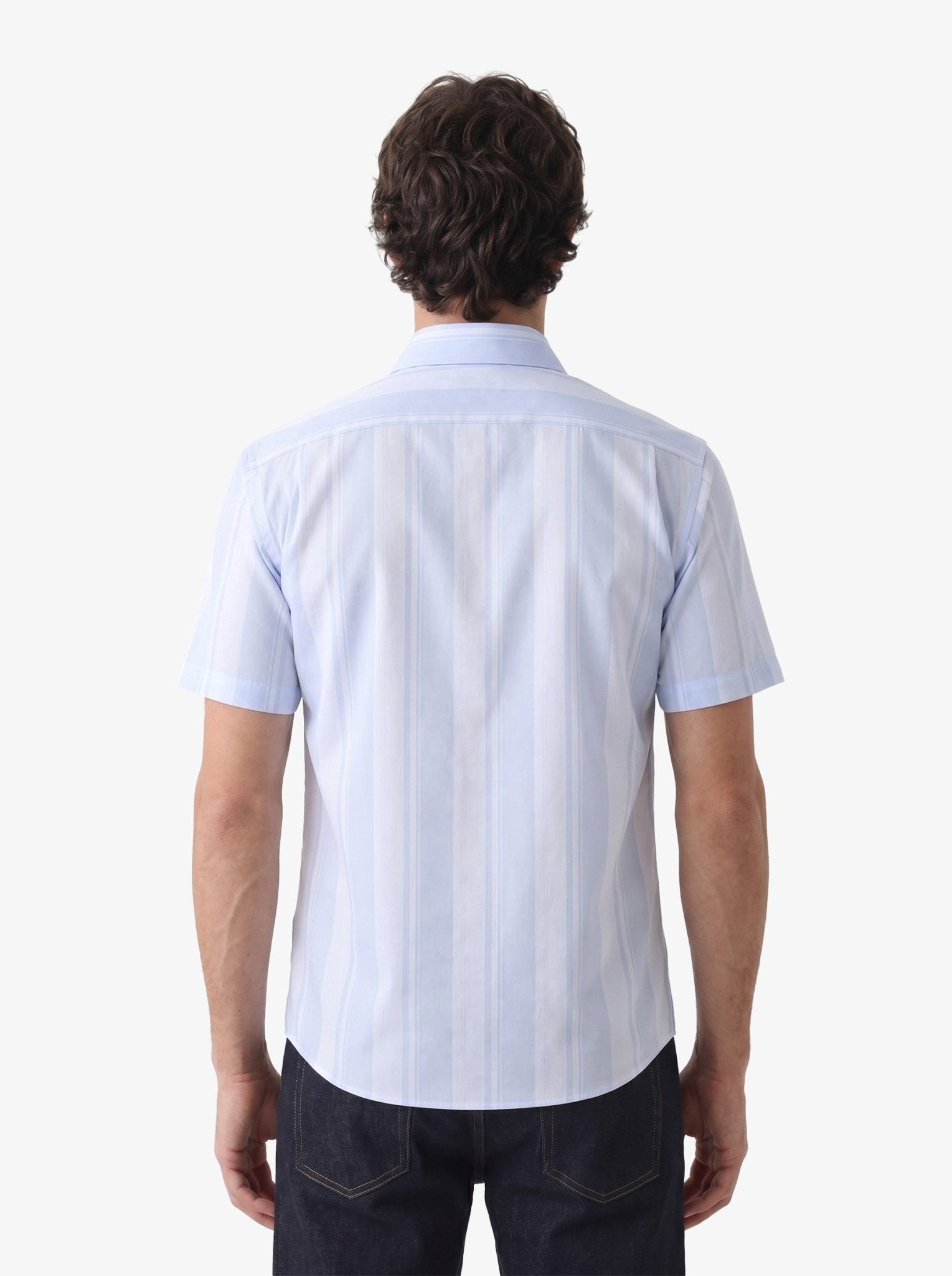 Manchester Camisa Casual Manga Corta Regular Fit – Diseño de Rayas Bloque - Manchester