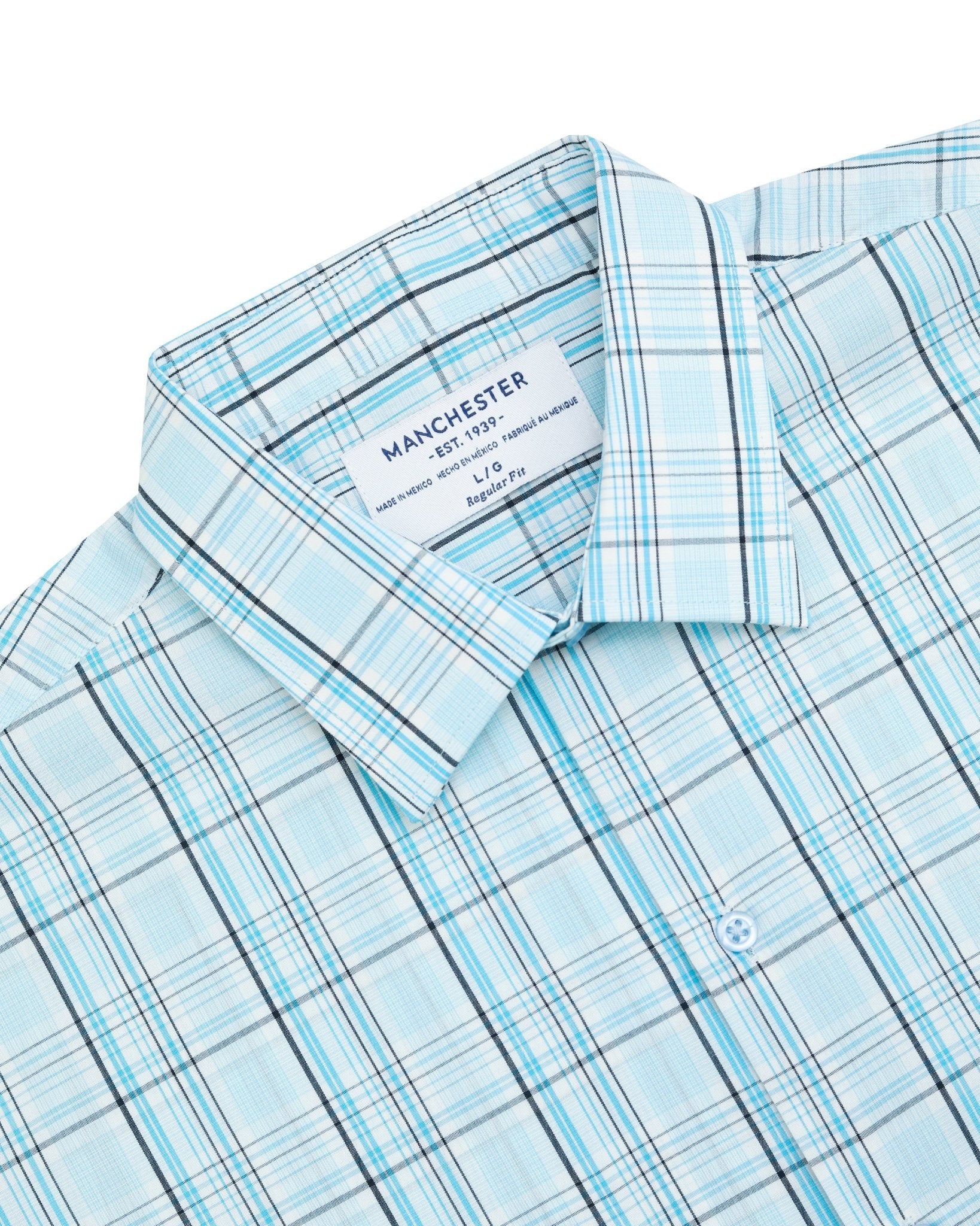 Manchester Camisa Casual Manga Larga de Cuadros Tartán con Doble Bolsillo - Manchester