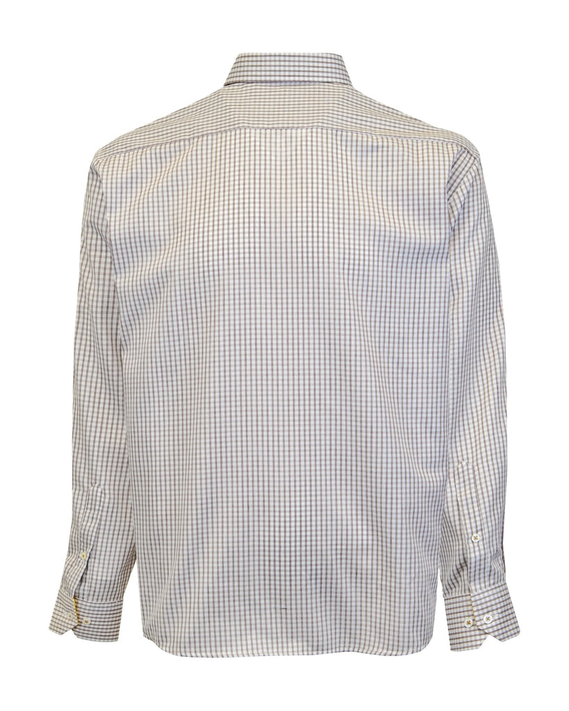 Manchester Camisa Casual Manga Larga, Patrón Cuadriculado, Cuello Mónaco Button Down - Manchester