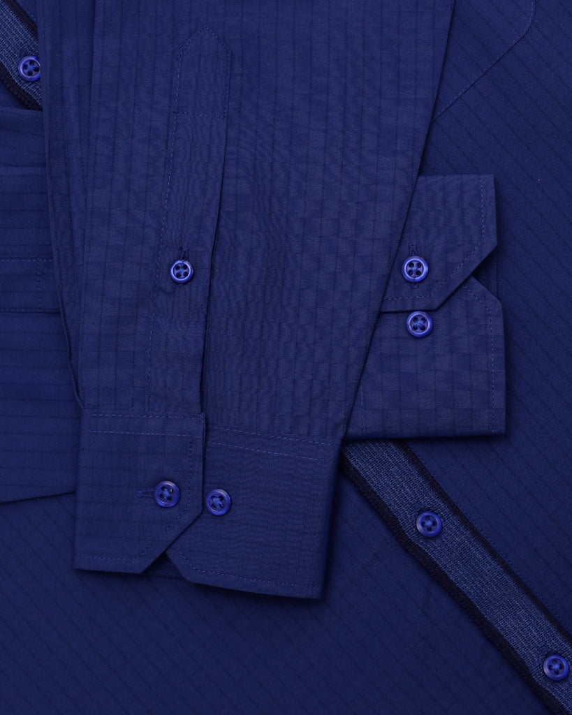 Manchester Camisa Casual Marino Algodón - Poliéster Manga Larga - Manchester