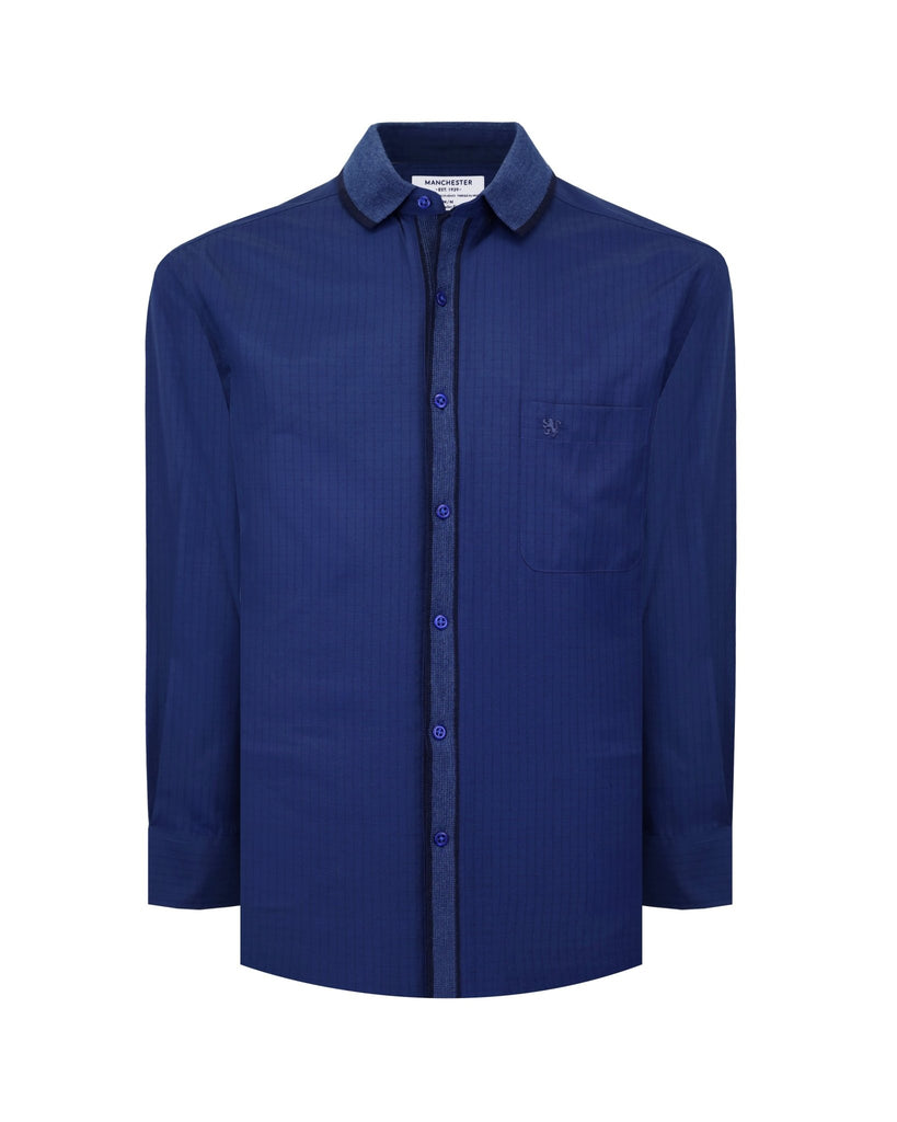 Manchester Camisa Casual Marino Algodón - Poliéster Manga Larga - Manchester