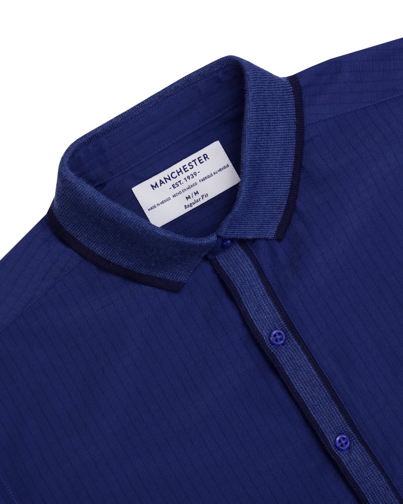 Manchester Camisa Casual Marino Algodón - Poliéster Manga Larga - Manchester