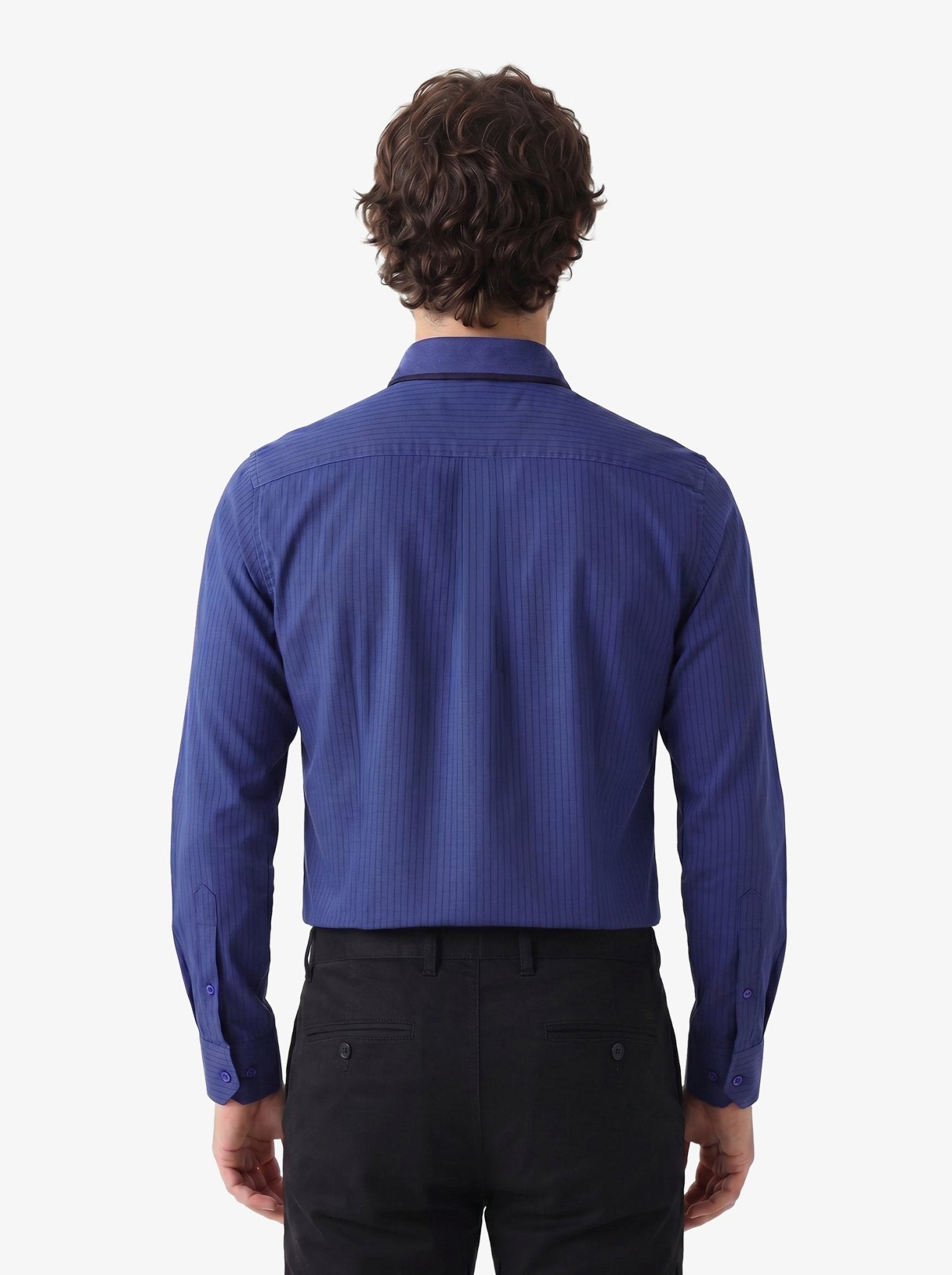 Manchester Camisa Casual Marino Algodón-Poliéster Manga Larga - Manchester