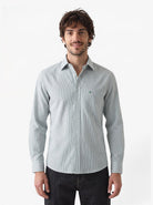 Manchester Camisa Casual Rayas Un Bolsillo Manga Larga - Manchester