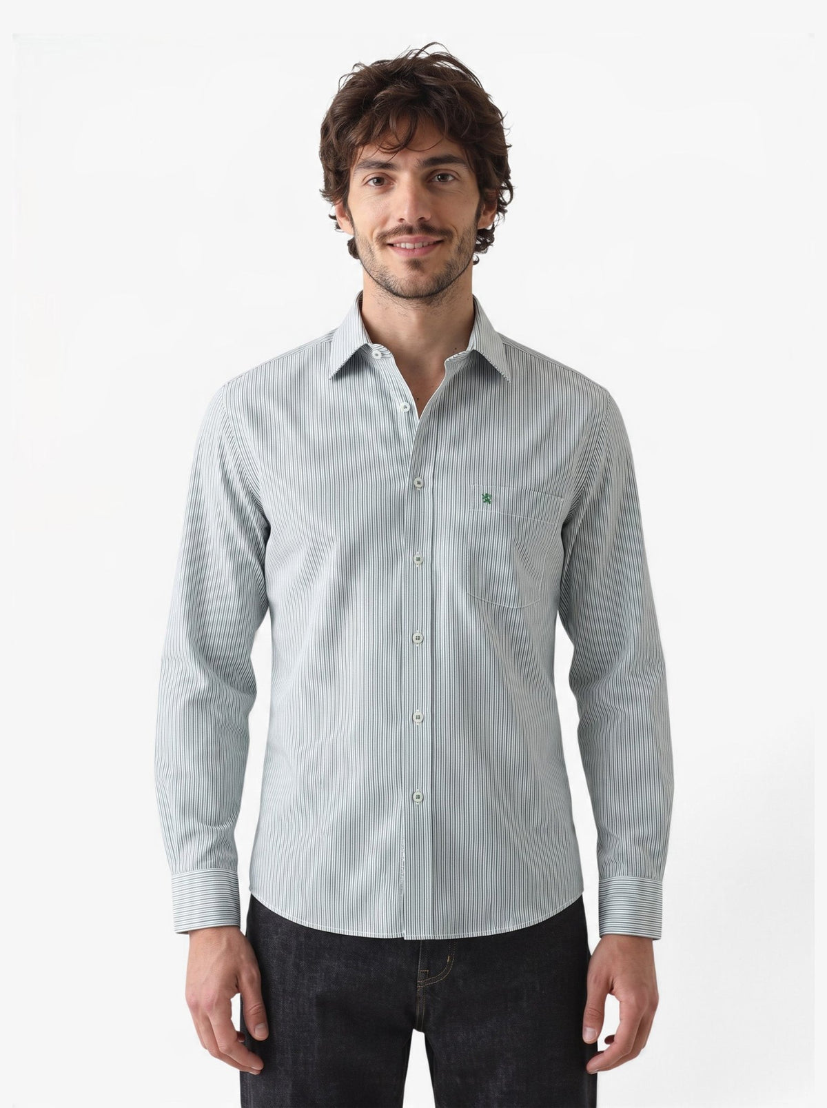 Manchester Camisa Casual Rayas Un Bolsillo Manga Larga - Manchester