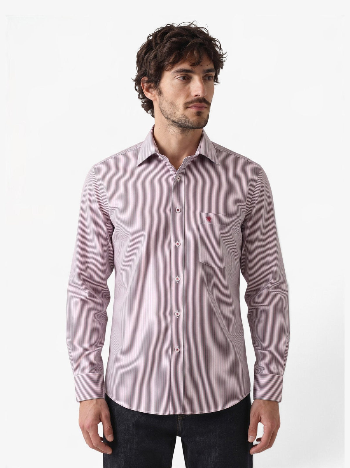 Manchester Camisa Casual Rayas Un Bolsillo Manga Larga - Manchester
