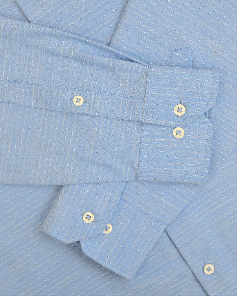 Manchester Camisa Casual Slim Fit Lunares Blancos Mezcla Algodón - Manga Larga - Manchester