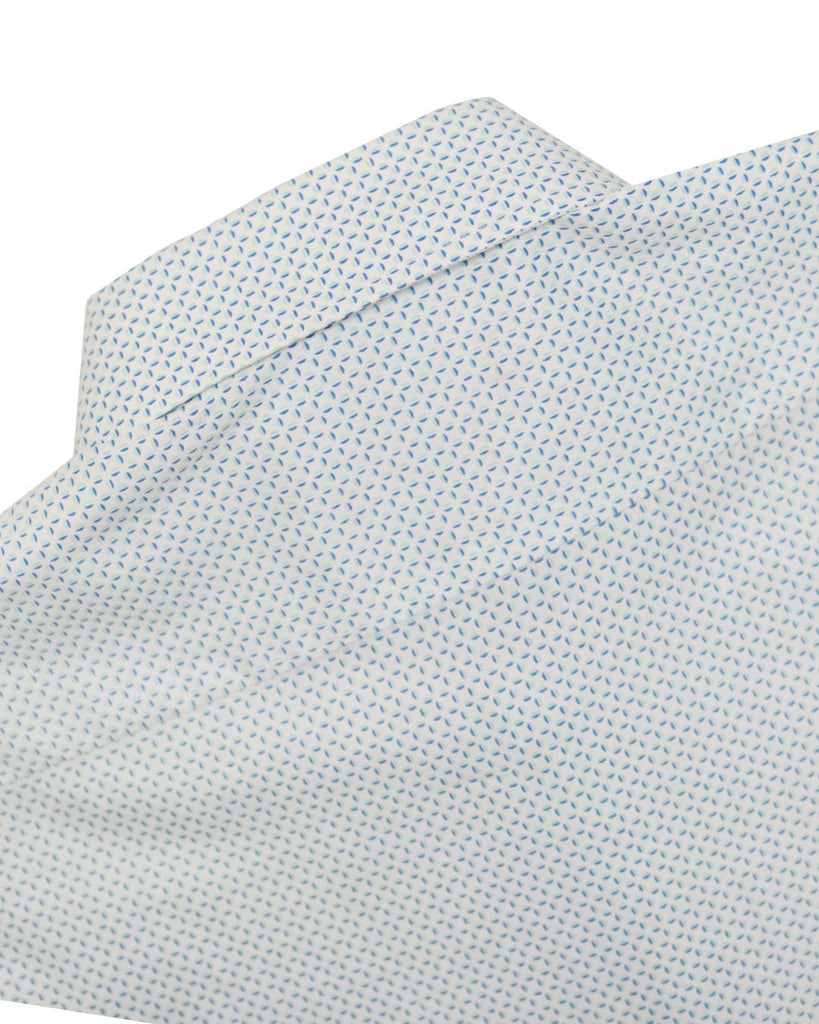 Manchester Camisa Casual Slim Fit Patrón de Lunares Azules sobre Fondo Blanco 100% Algodón - Manchester