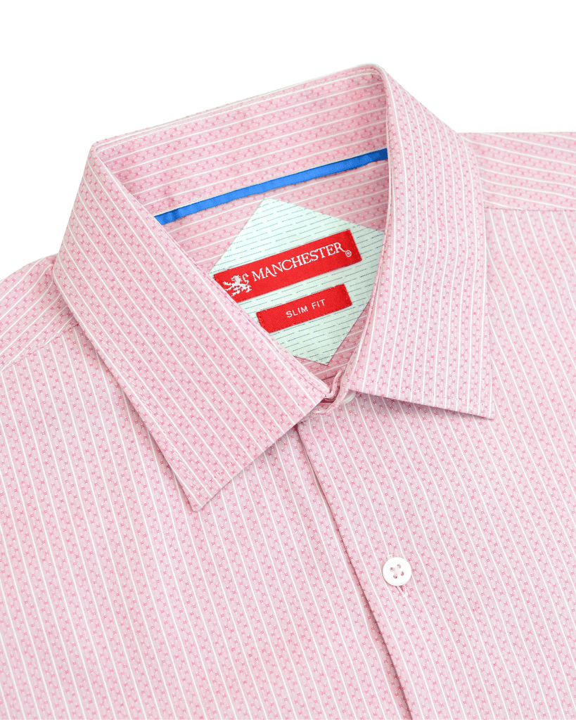 Manchester Camisa Casual Slim Fit Patrón de Rayas Verticales Mezcla Algodón - Manga Larga - Manchester