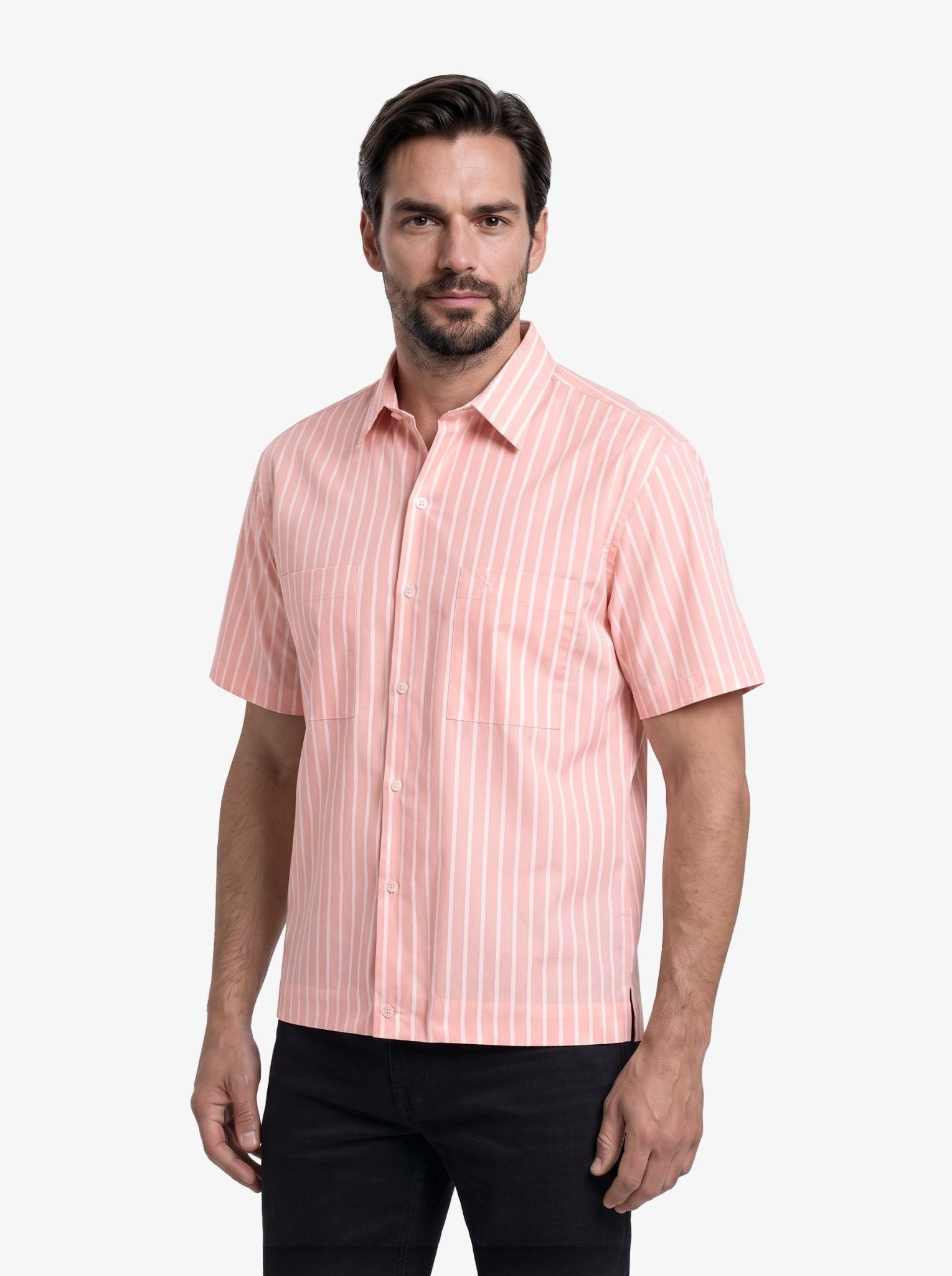 Manchester Camisa Chazarilla - Manga Corta color salmon para hombre