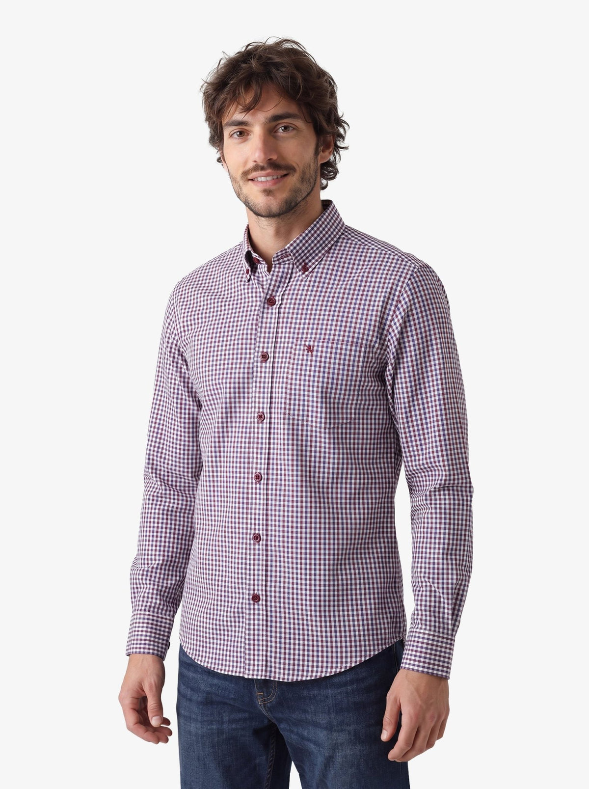 Manchester Camisa de Casual Microcuadro Button Down - Manchester
