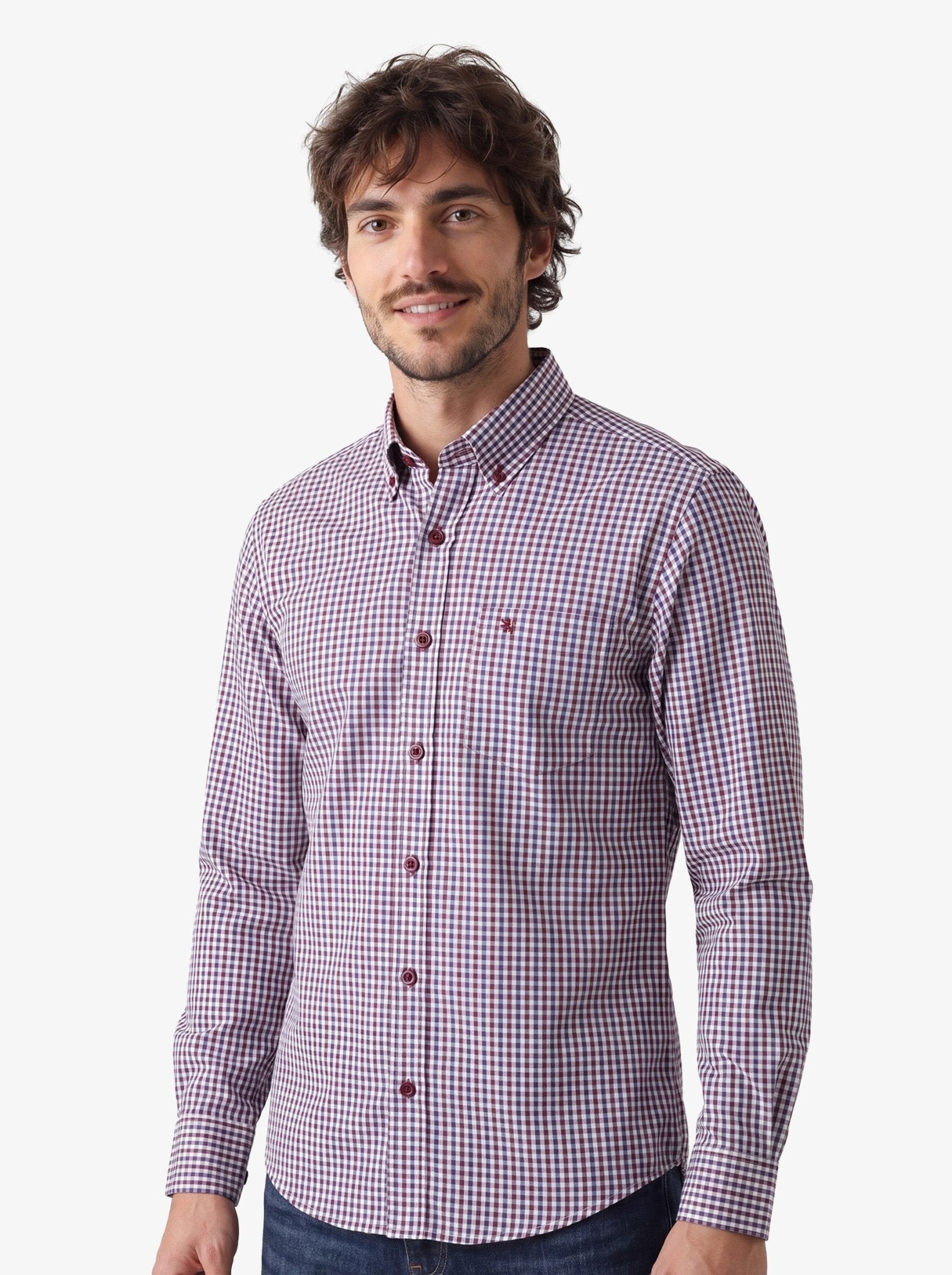 Manchester Camisa de Casual Microcuadro Button Down - Manchester