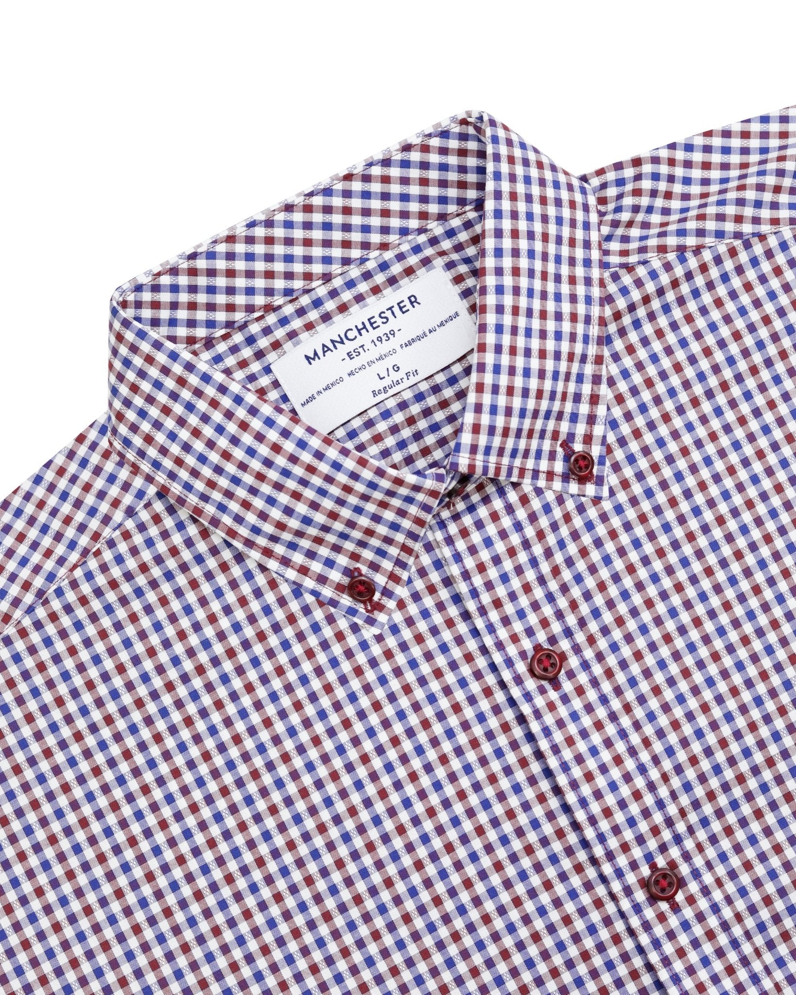 Manchester Camisa de Casual Microcuadro Button Down - Manchester