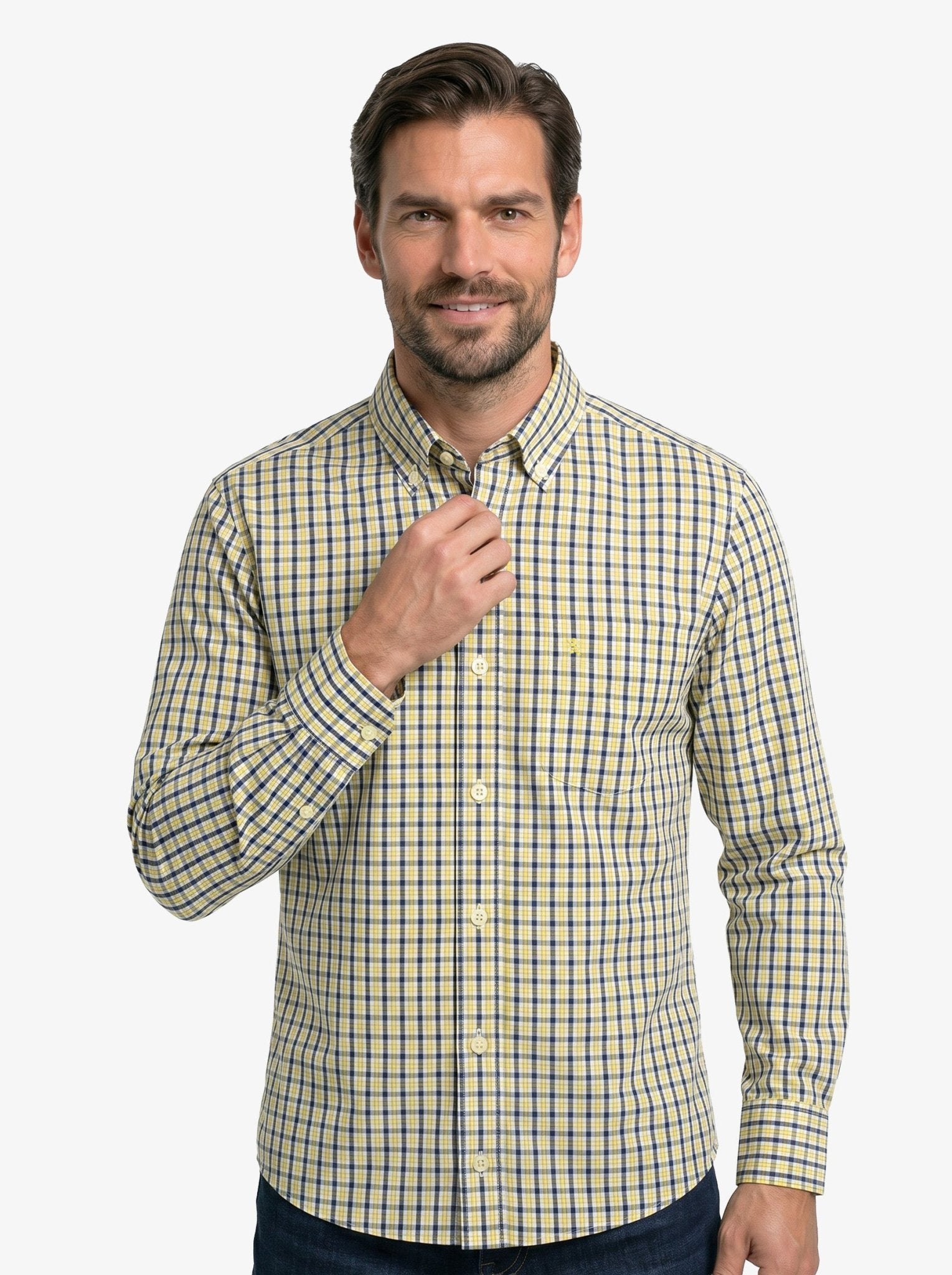 Manchester Camisa de Casual Microcuadro Button Down - Manchester