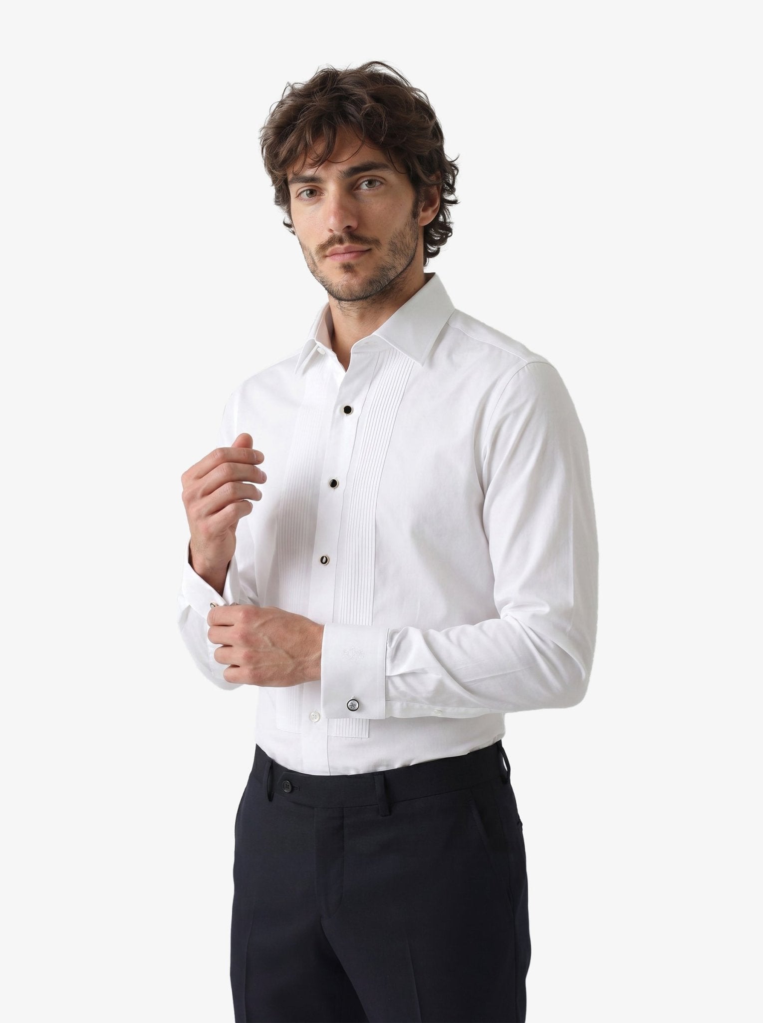Manchester Camisa de Esmoquin Puño Francés Pechera Plisada Delgada - Manchester