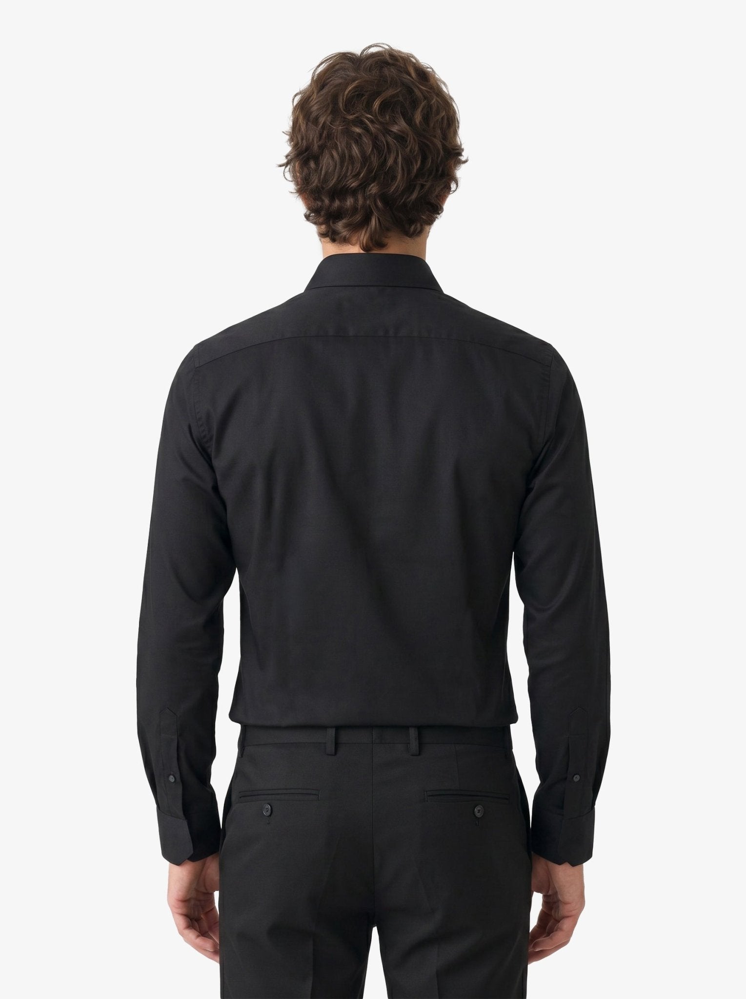 Manchester Camisa de Etiqueta en Algodón con Puño Doble color negro para hombre