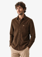 Manchester Camisa de Micropana Regular Fit color militar para hombre