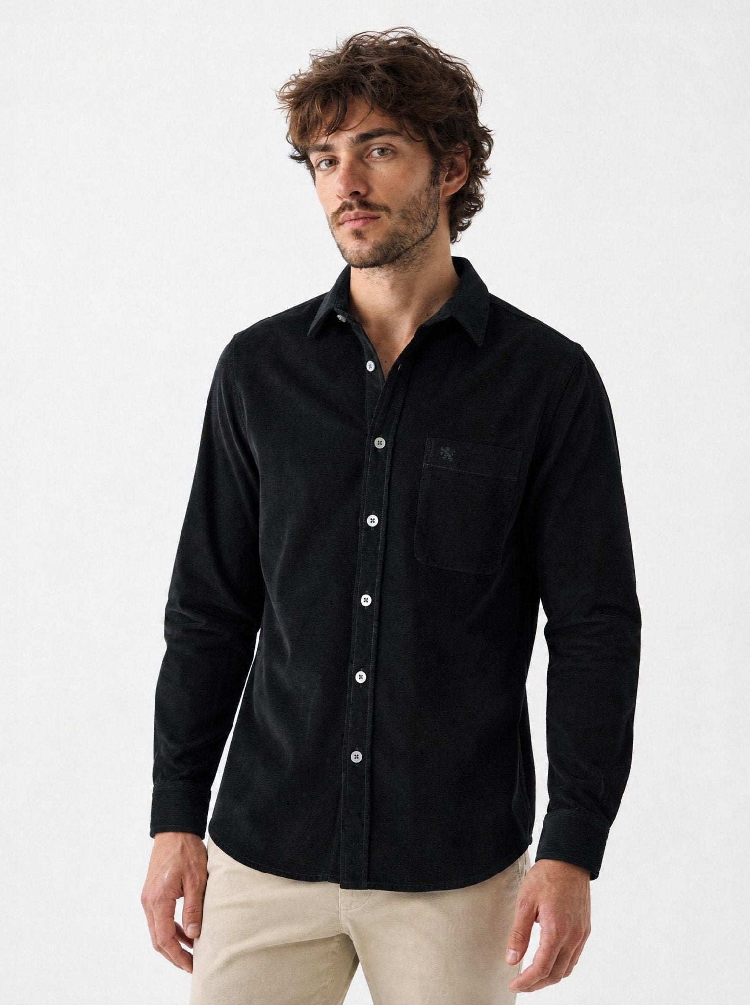 Manchester Camisa de Micropana Regular Fit color negro para hombre