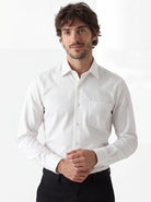 Manchester Camisa de Vestir Algodón y Poliéster Manga Larga color blanco para hombre