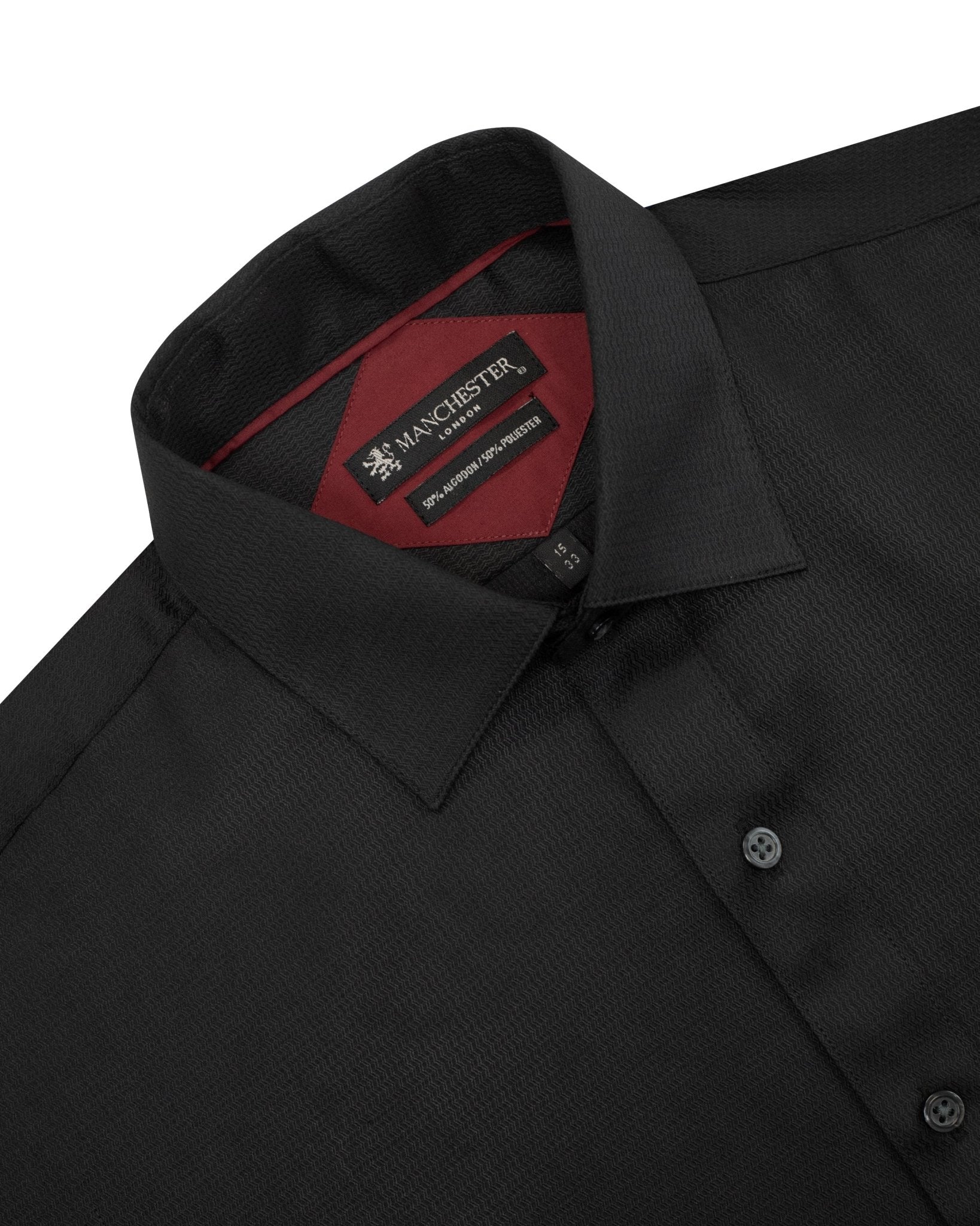 Manchester Camisa de Vestir Algodón y Poliéster Manga Larga color negro para hombre