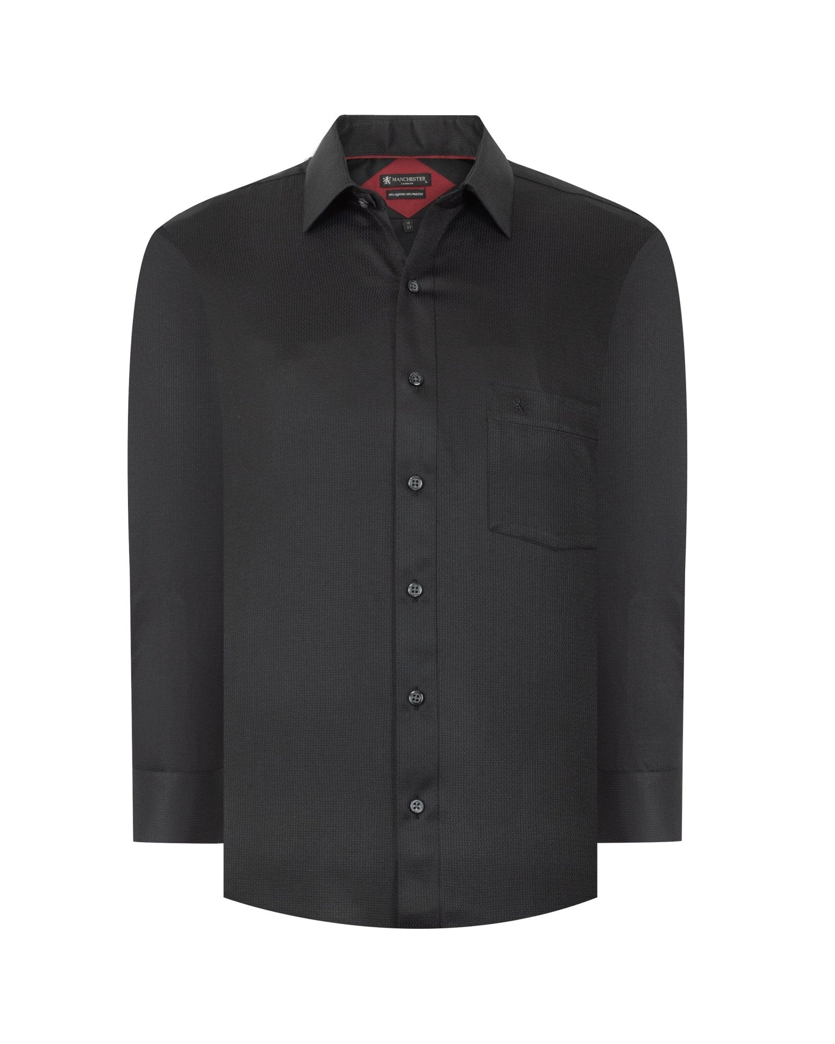 Manchester Camisa de Vestir Algodón y Poliéster Manga Larga color negro para hombre